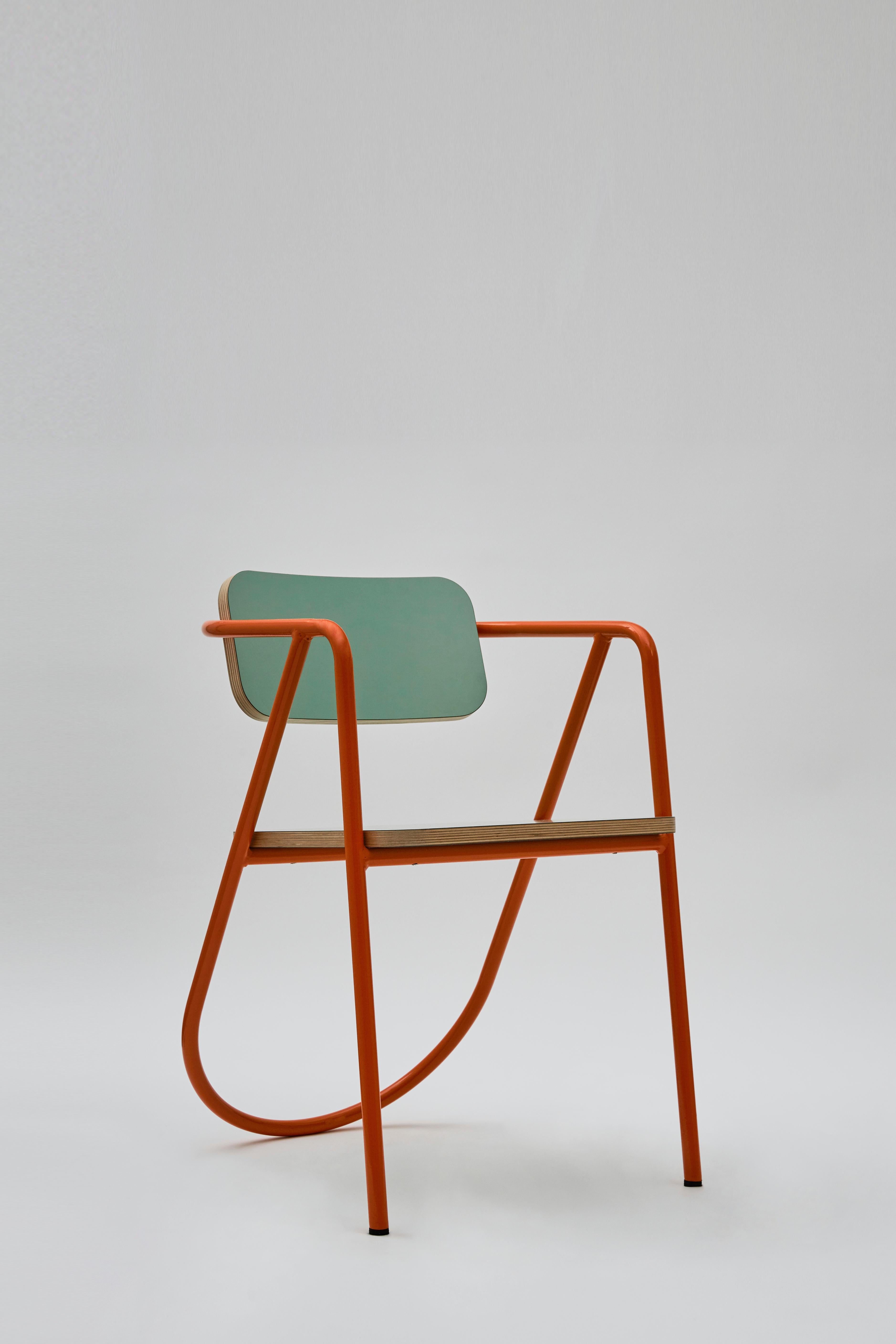 Laminated La Misciù Chair, Teal and Orange For Sale