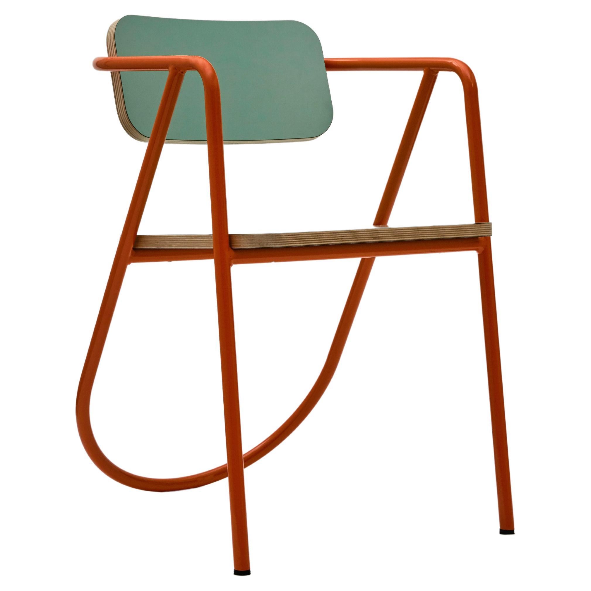 La Misciù Chair, Teal and Orange For Sale