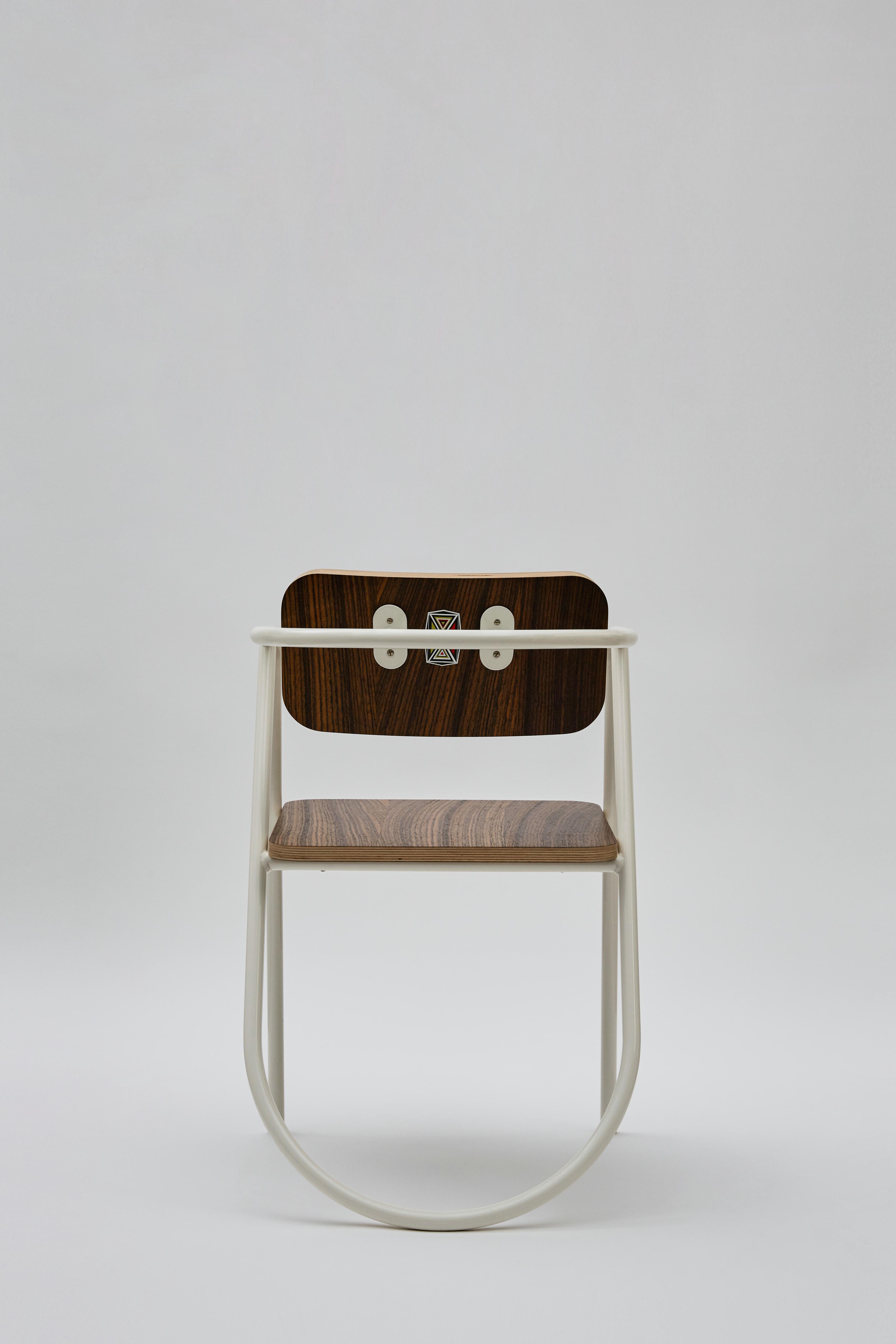 Italian La Misciù Chair, White and Dark Wood For Sale