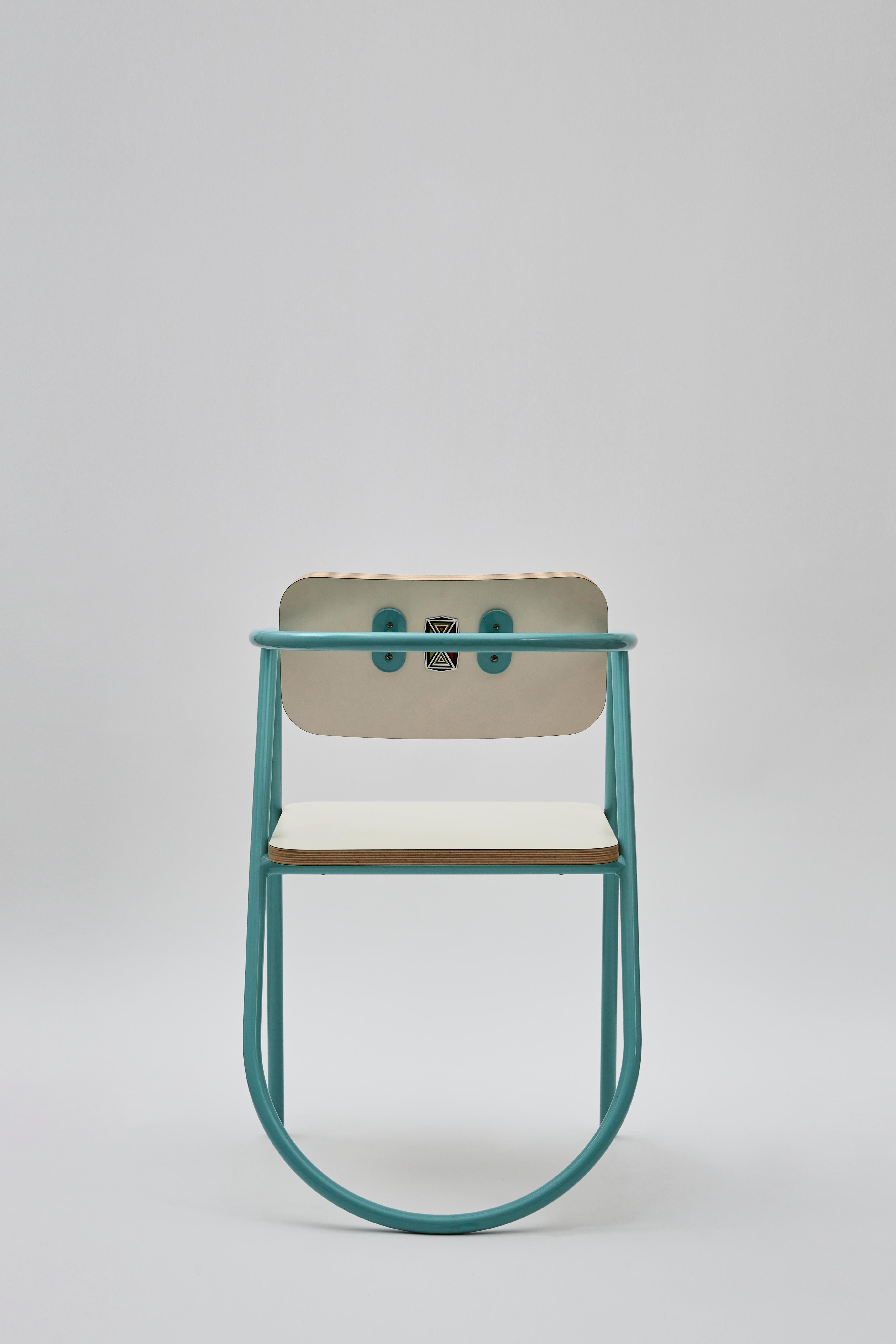 Italian La Misciù Chair, Light Blue & Ivory For Sale