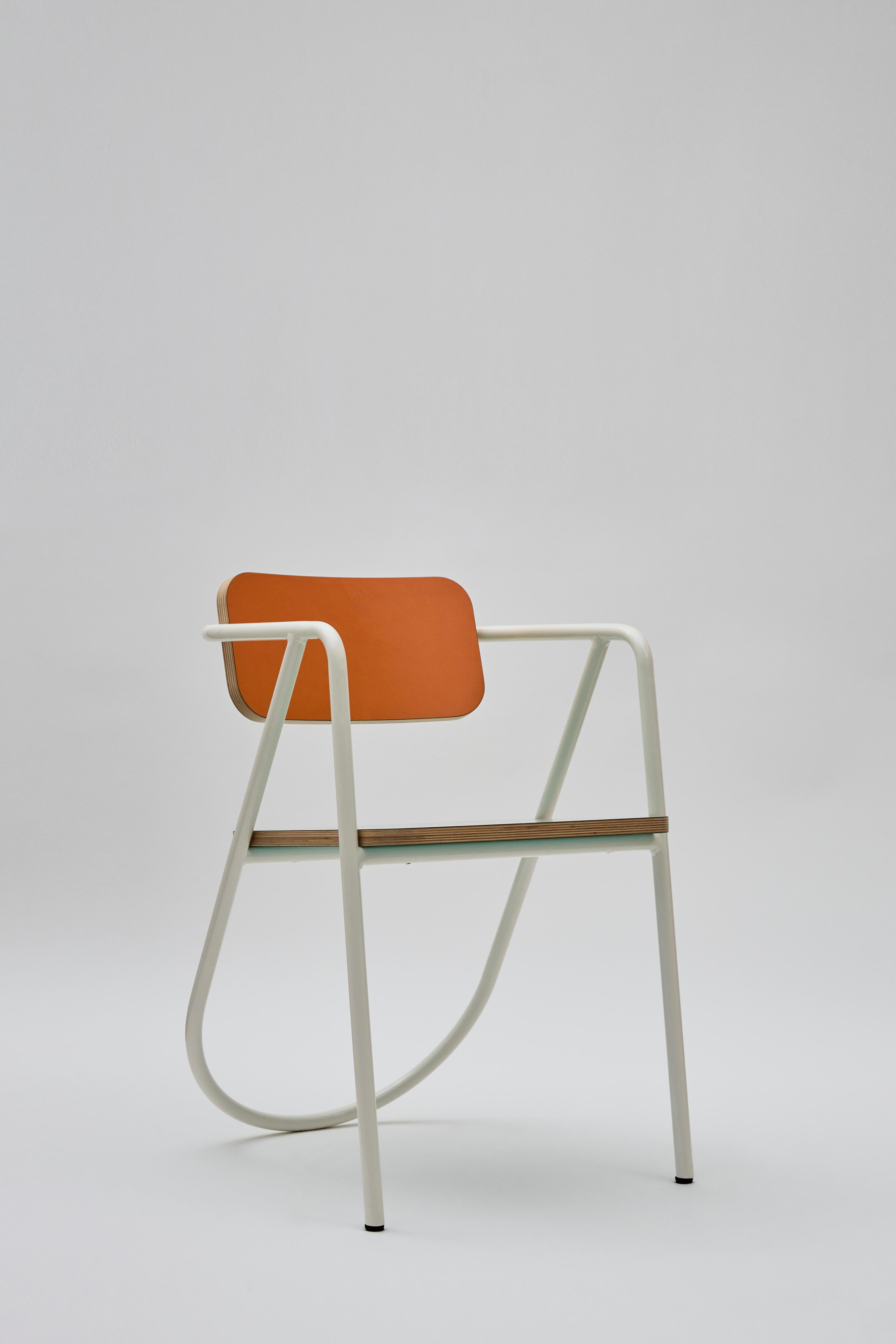 Laminated La Misciù Chair, White, Teal & Orange For Sale