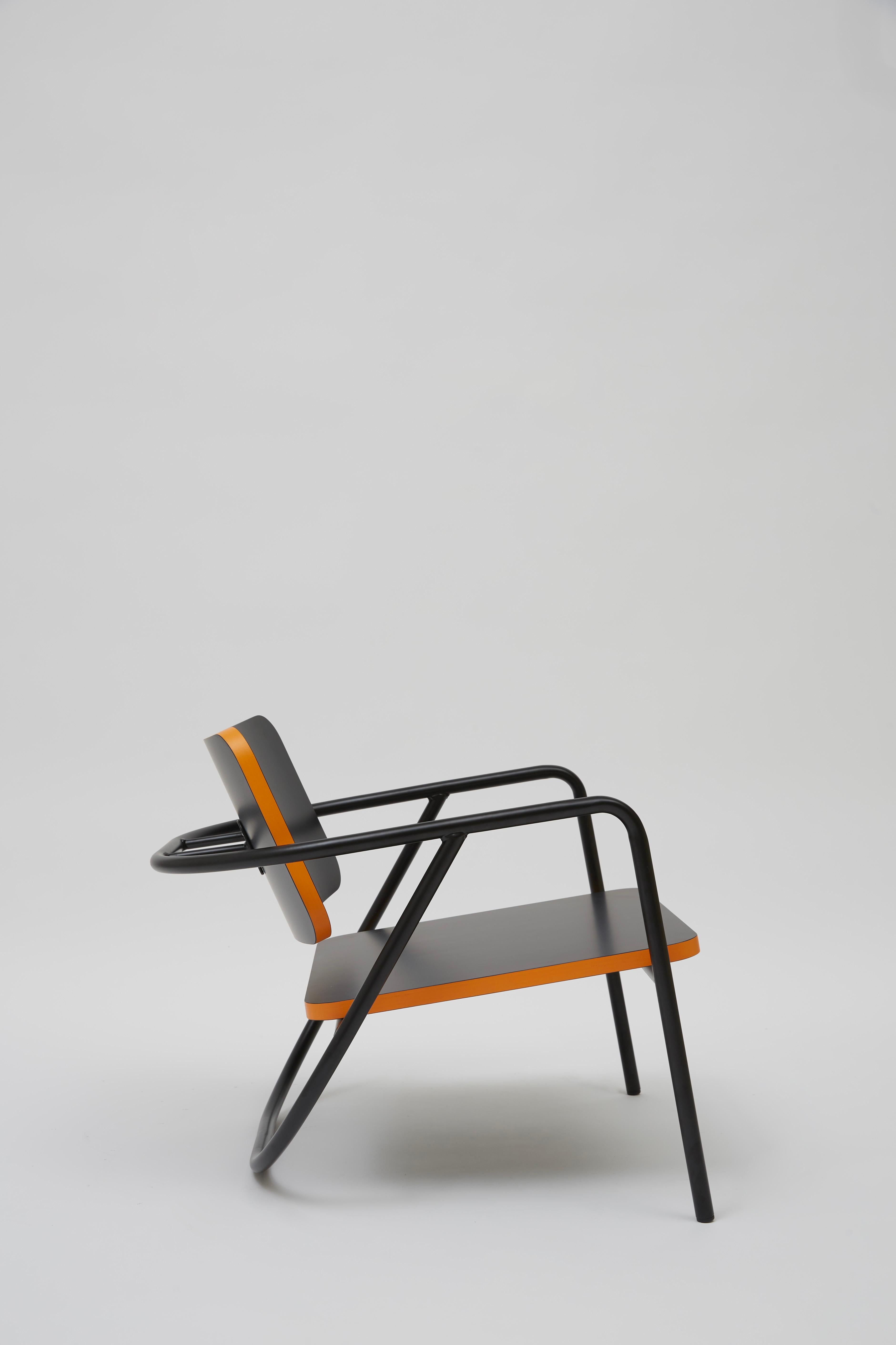 La Misciù Easy Chair, Black & Orange For Sale 2