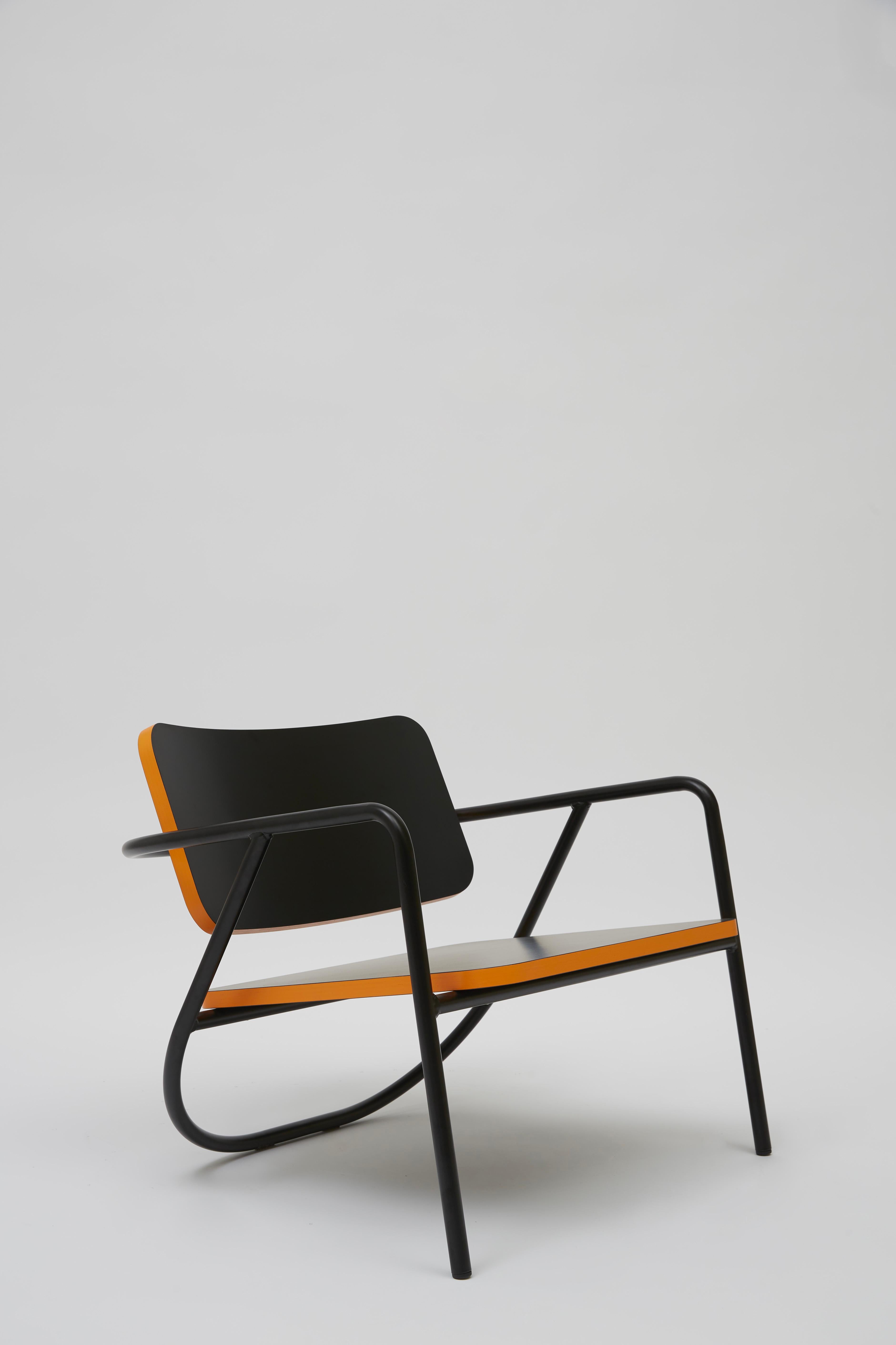 La Misciù Easy Chair, Black & Orange For Sale 3