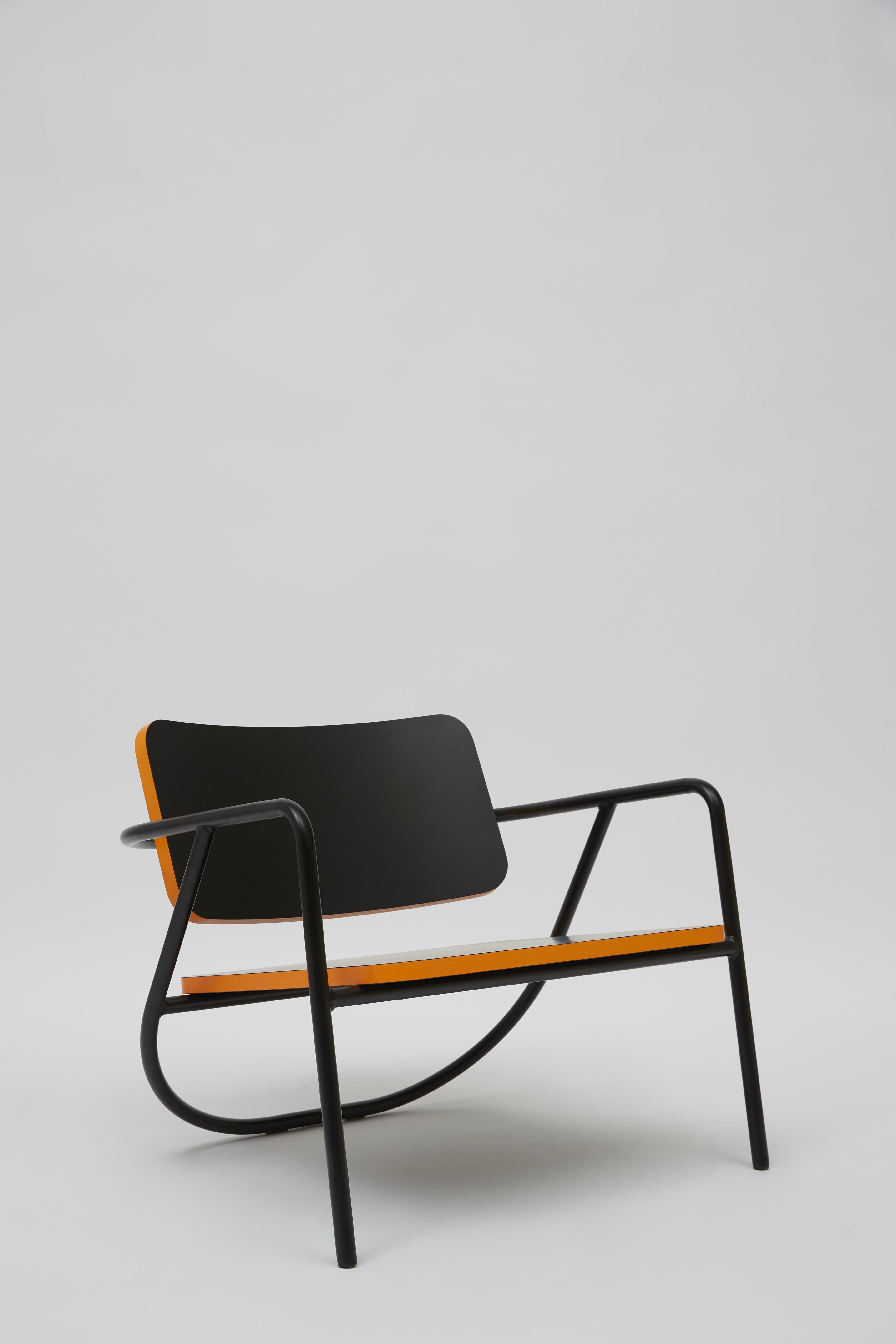 La Misciù Easy Chair, Black & Orange For Sale 4