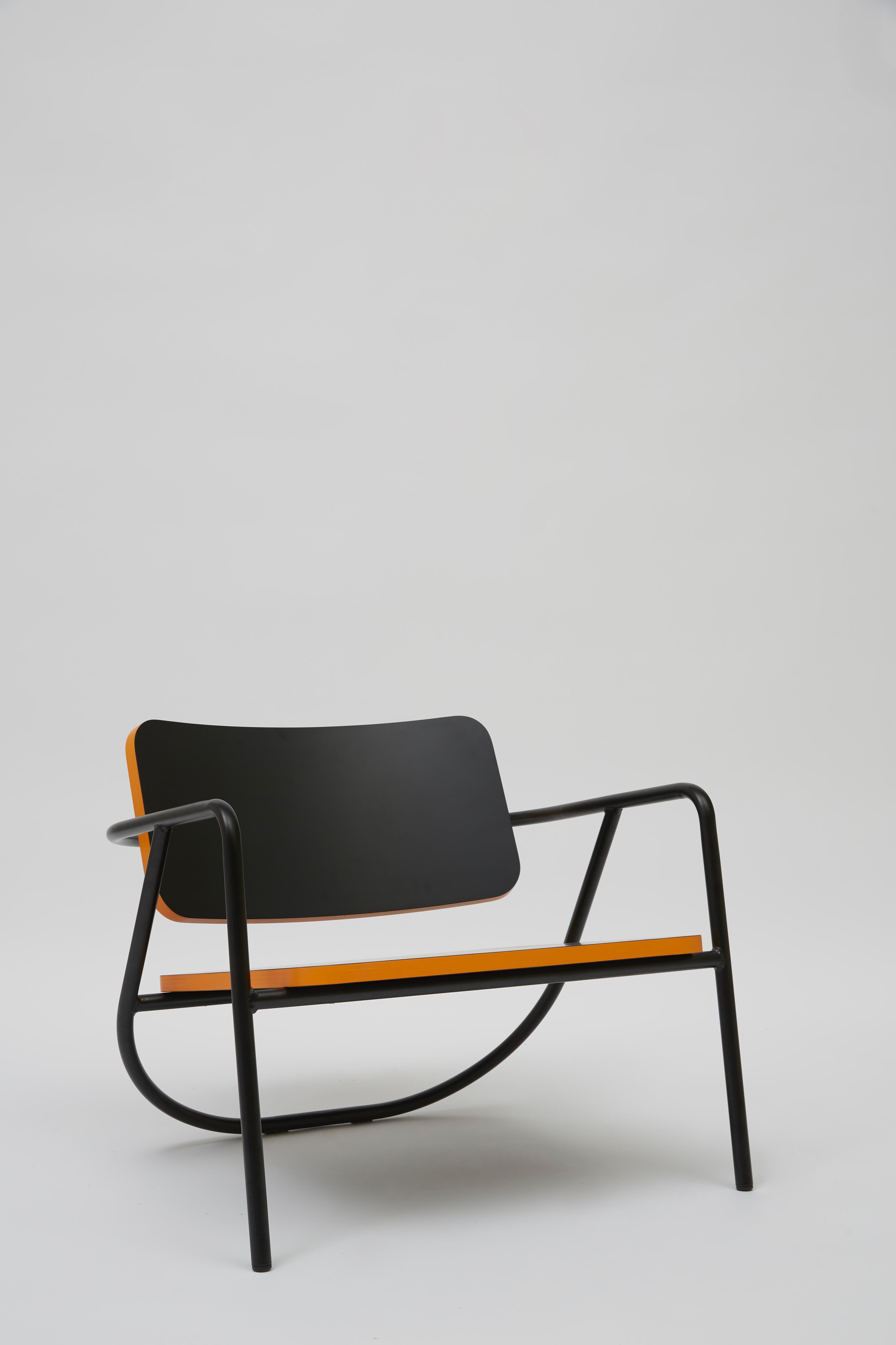 La Misciù Easy Chair, Black & Orange For Sale 5