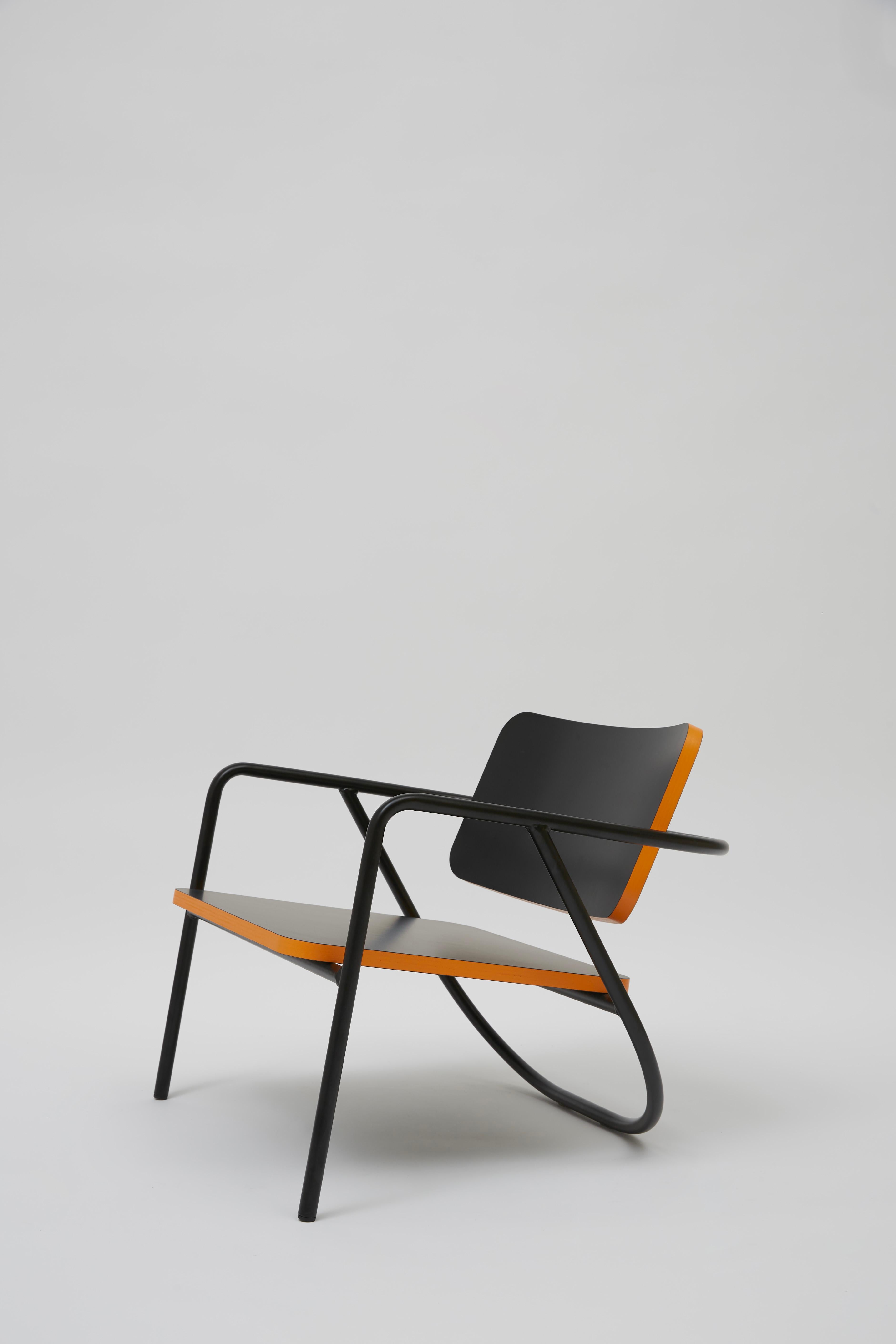 Italian La Misciù Easy Chair, Black & Orange For Sale