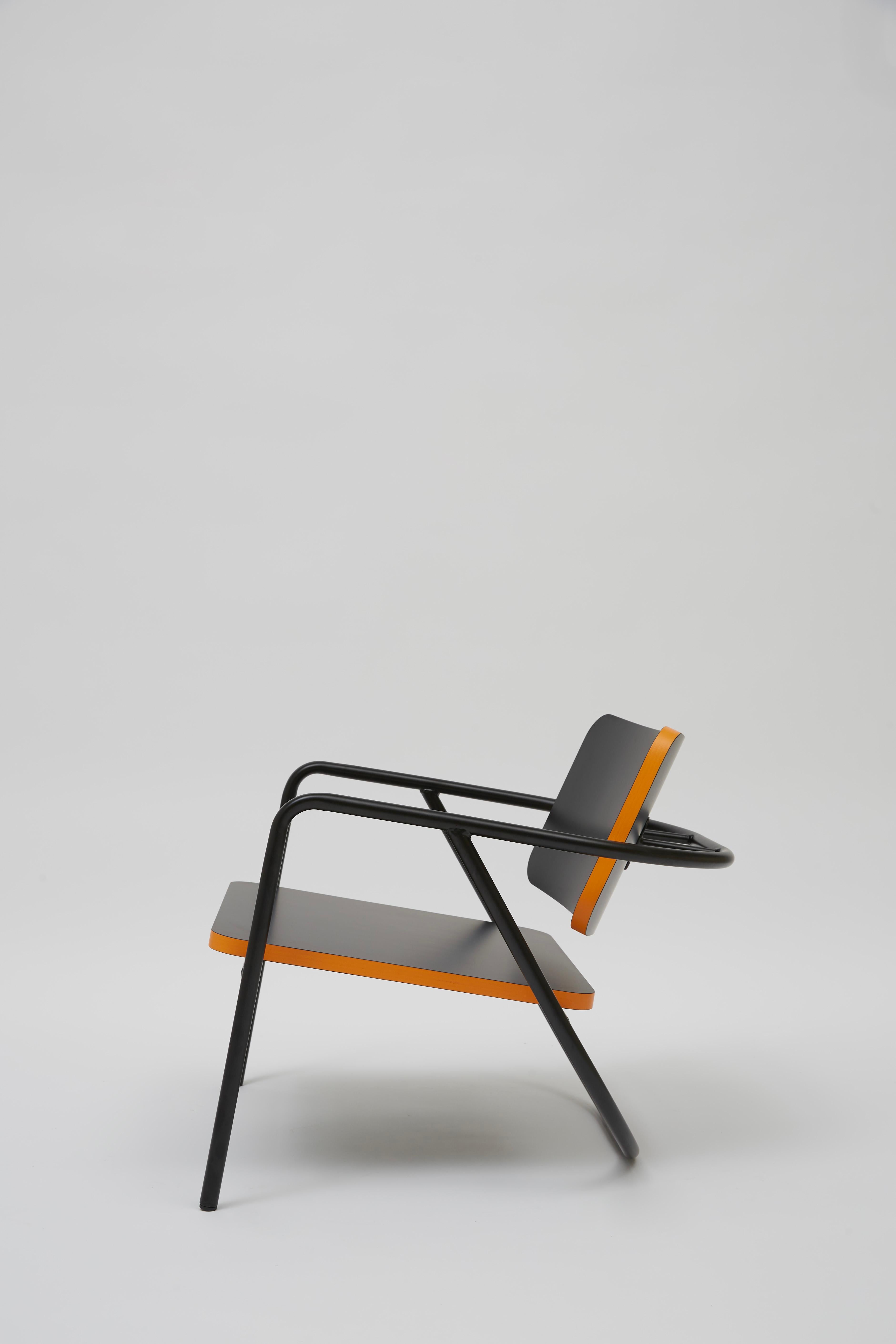 Laminated La Misciù Easy Chair, Black & Orange For Sale