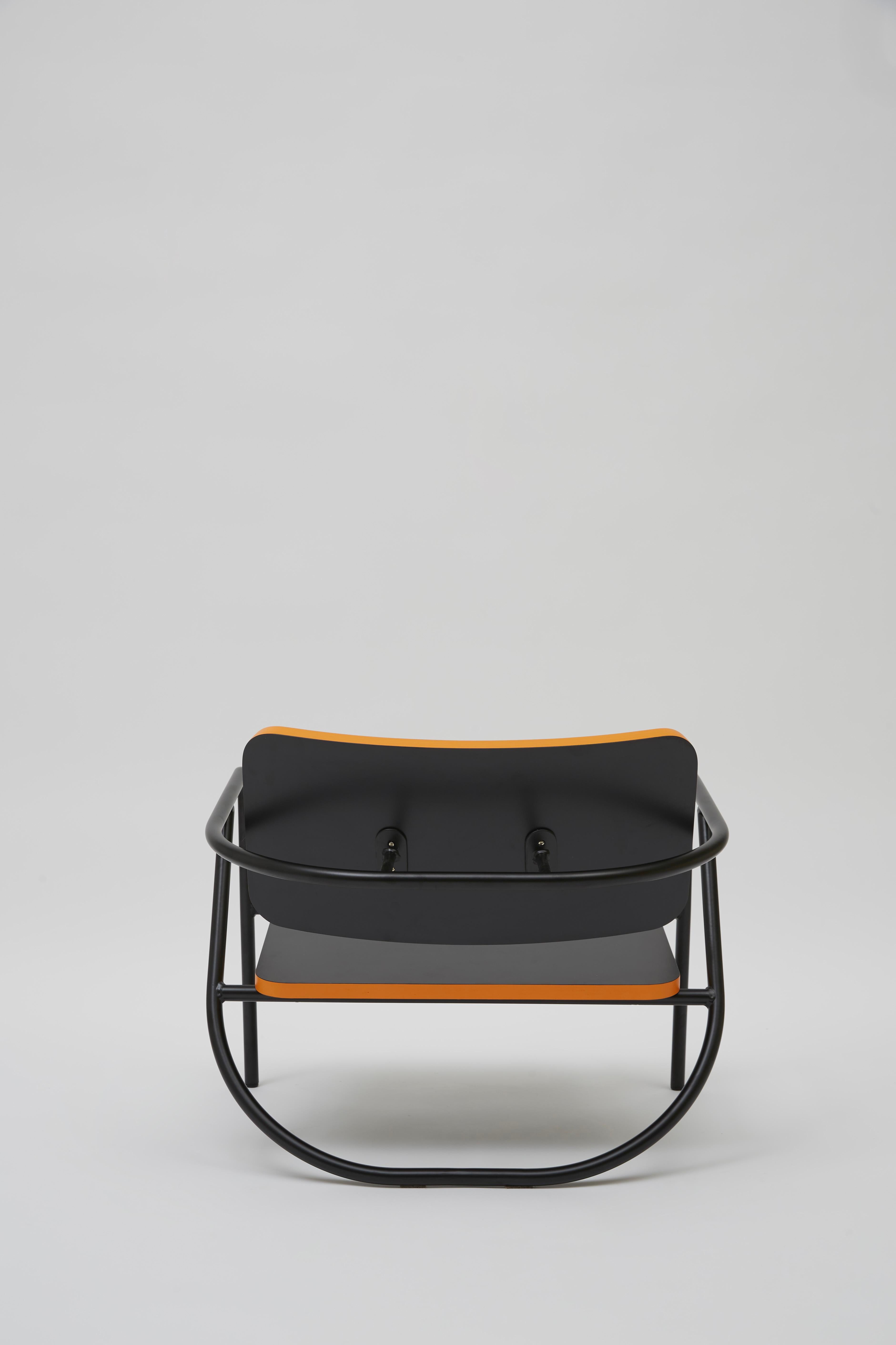 Contemporary La Misciù Easy Chair, Black & Orange For Sale