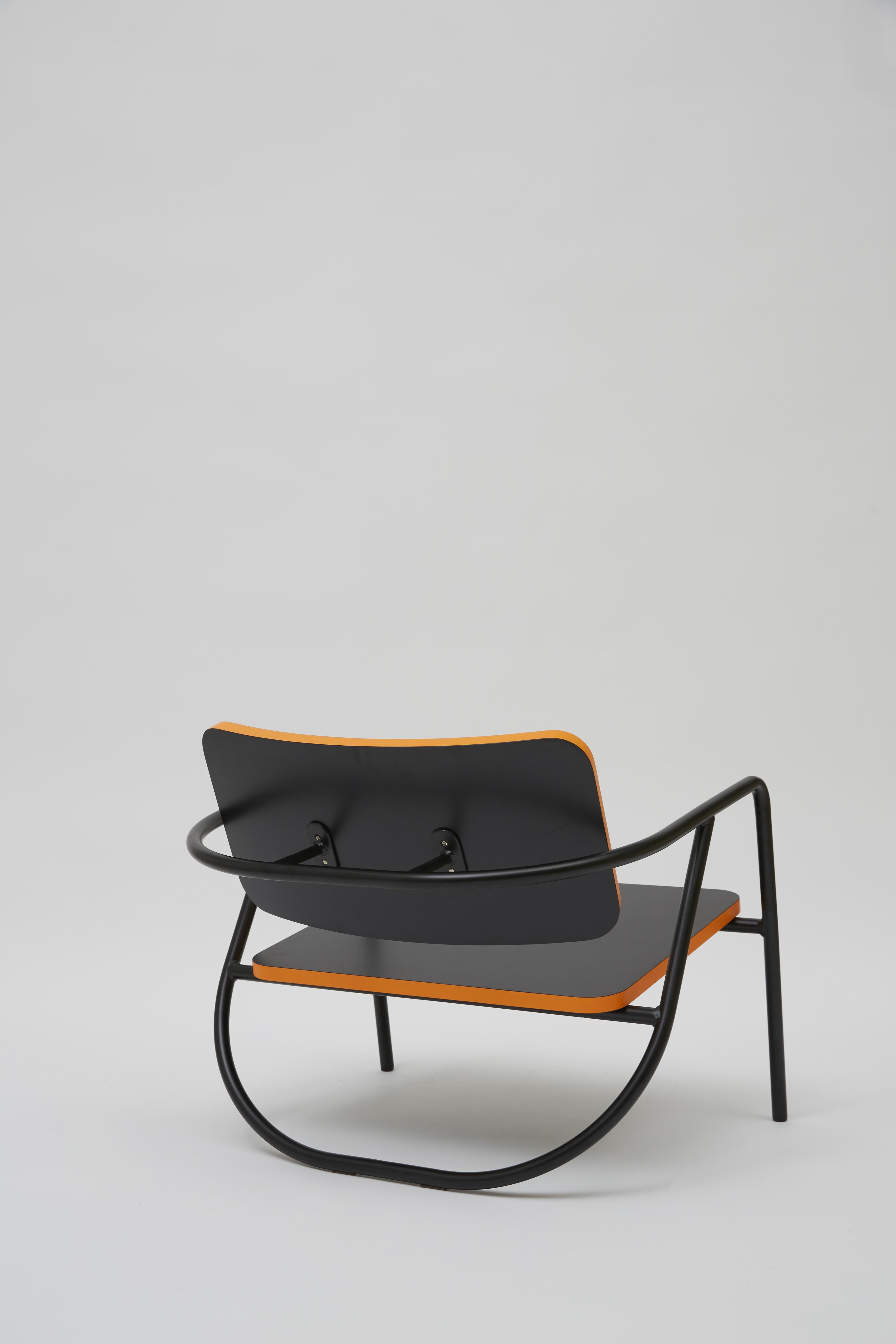 Steel La Misciù Easy Chair, Black & Orange For Sale