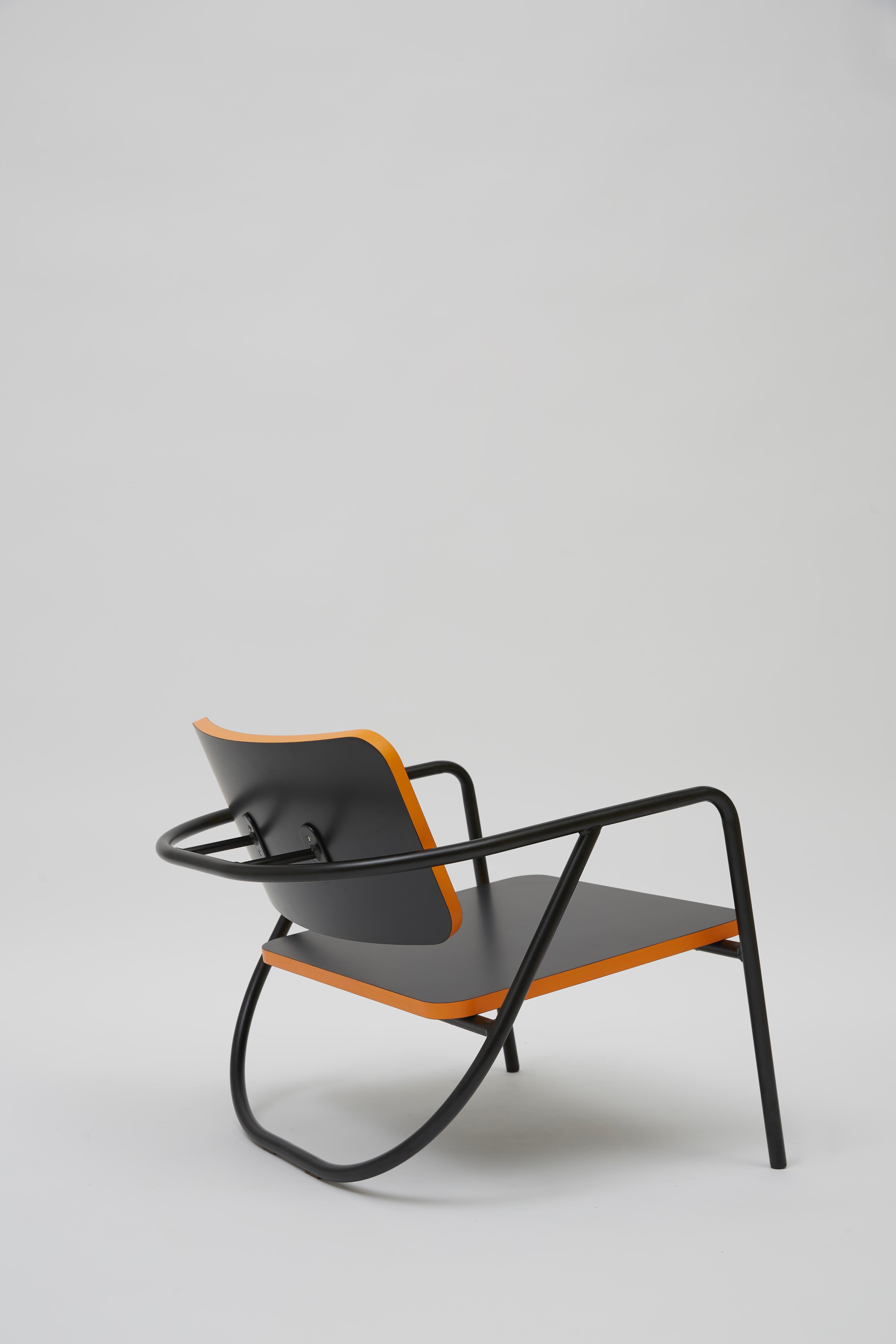 La Misciù Easy Chair, Black & Orange For Sale 1