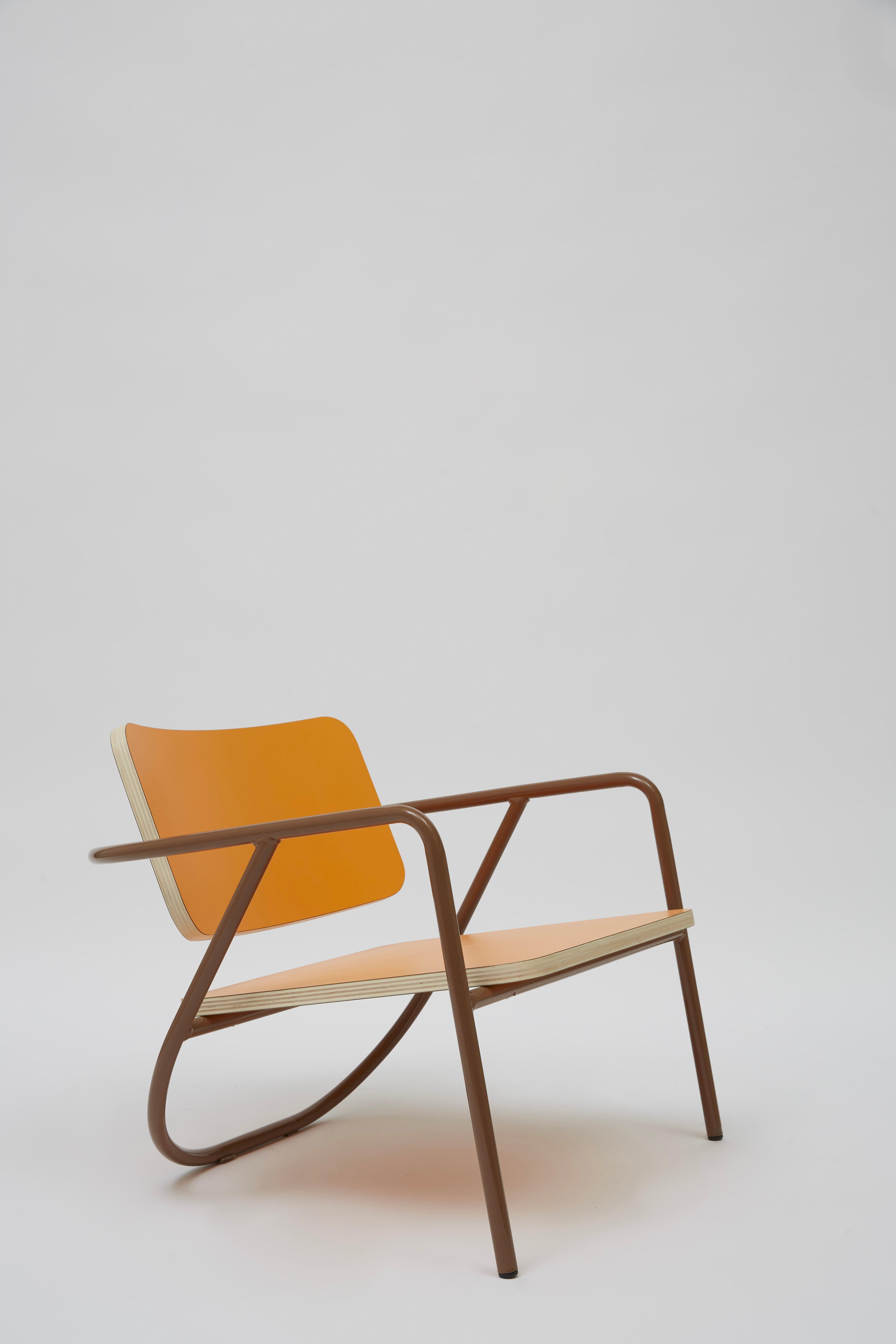 La Misciù Easy Chair, Orange & Brown For Sale 2