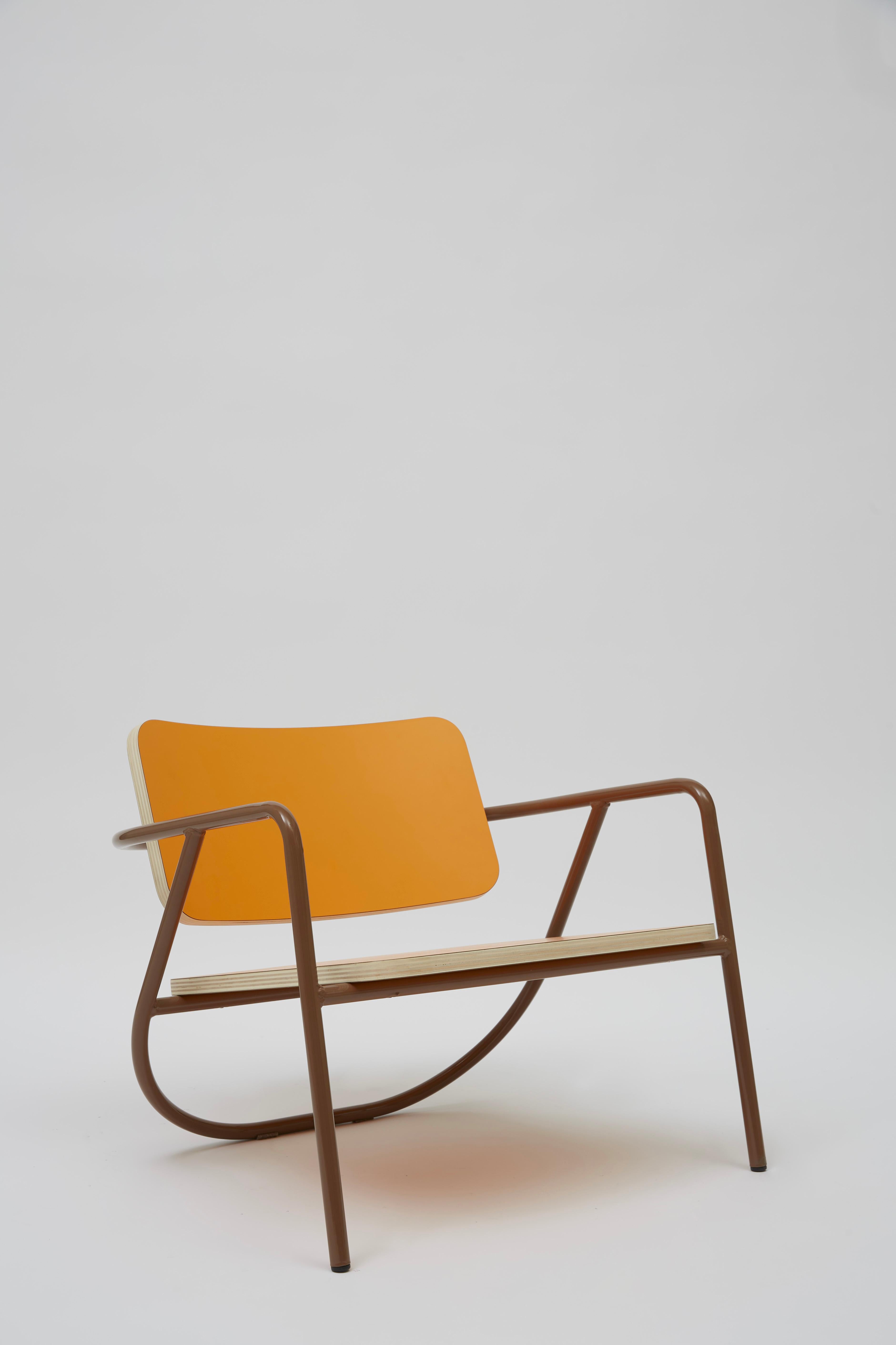 La Misciù Easy Chair, Orange & Brown For Sale 3