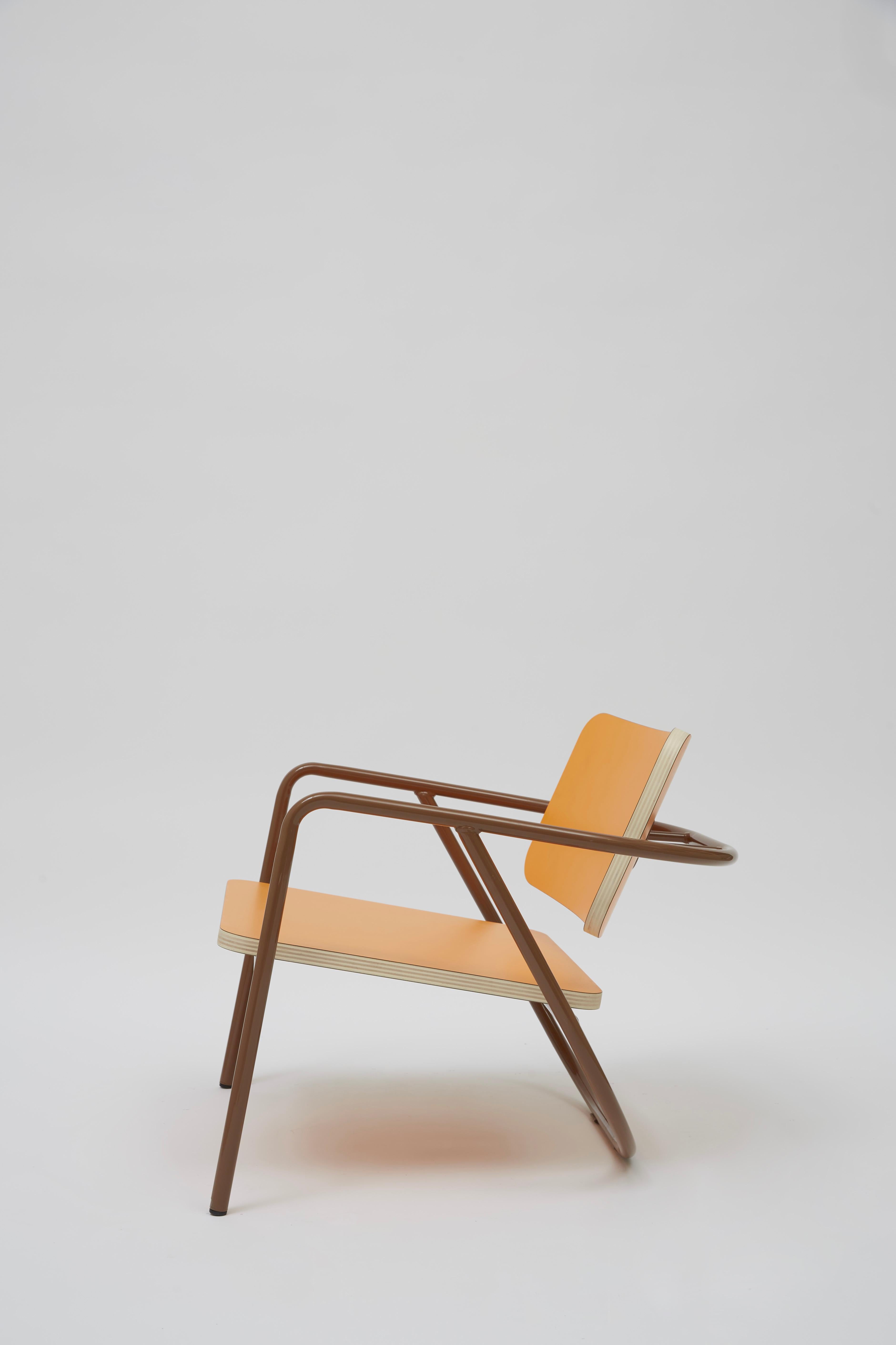 Italian La Misciù Easy Chair, Orange & Brown For Sale