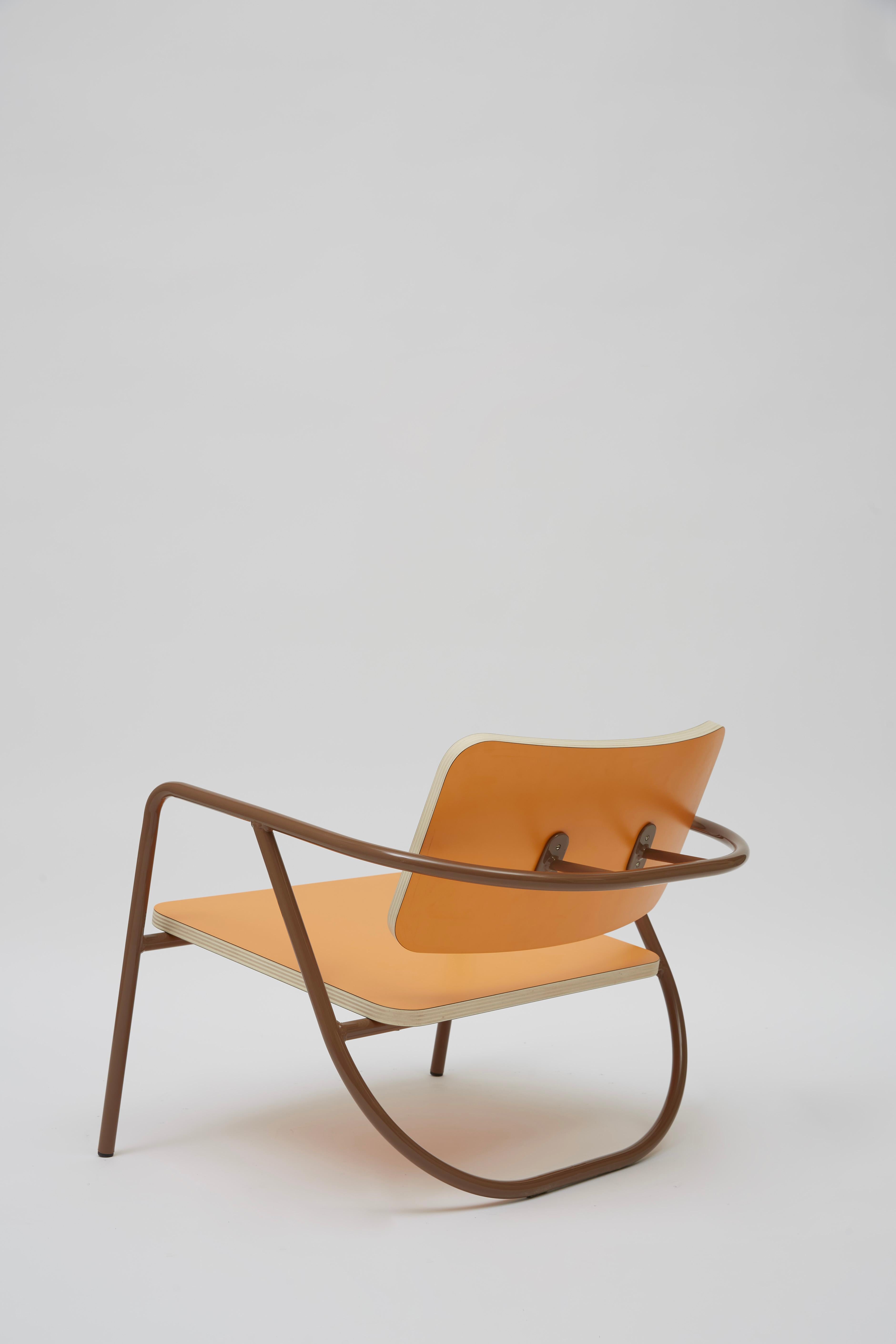 Laminated La Misciù Easy Chair, Orange & Brown For Sale