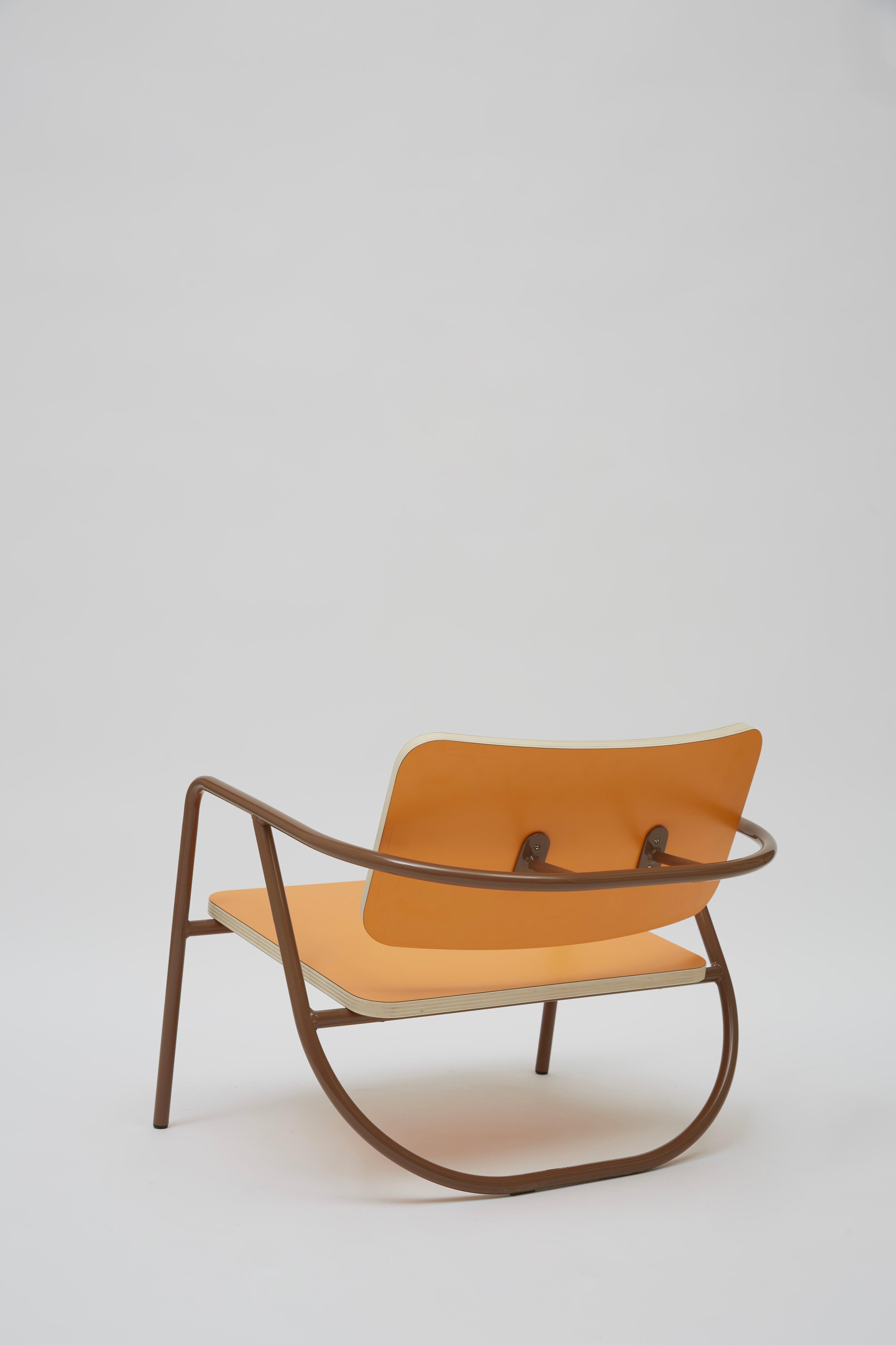 La Misciù Easy Chair, Orange & Brown In New Condition For Sale In Milano, IT