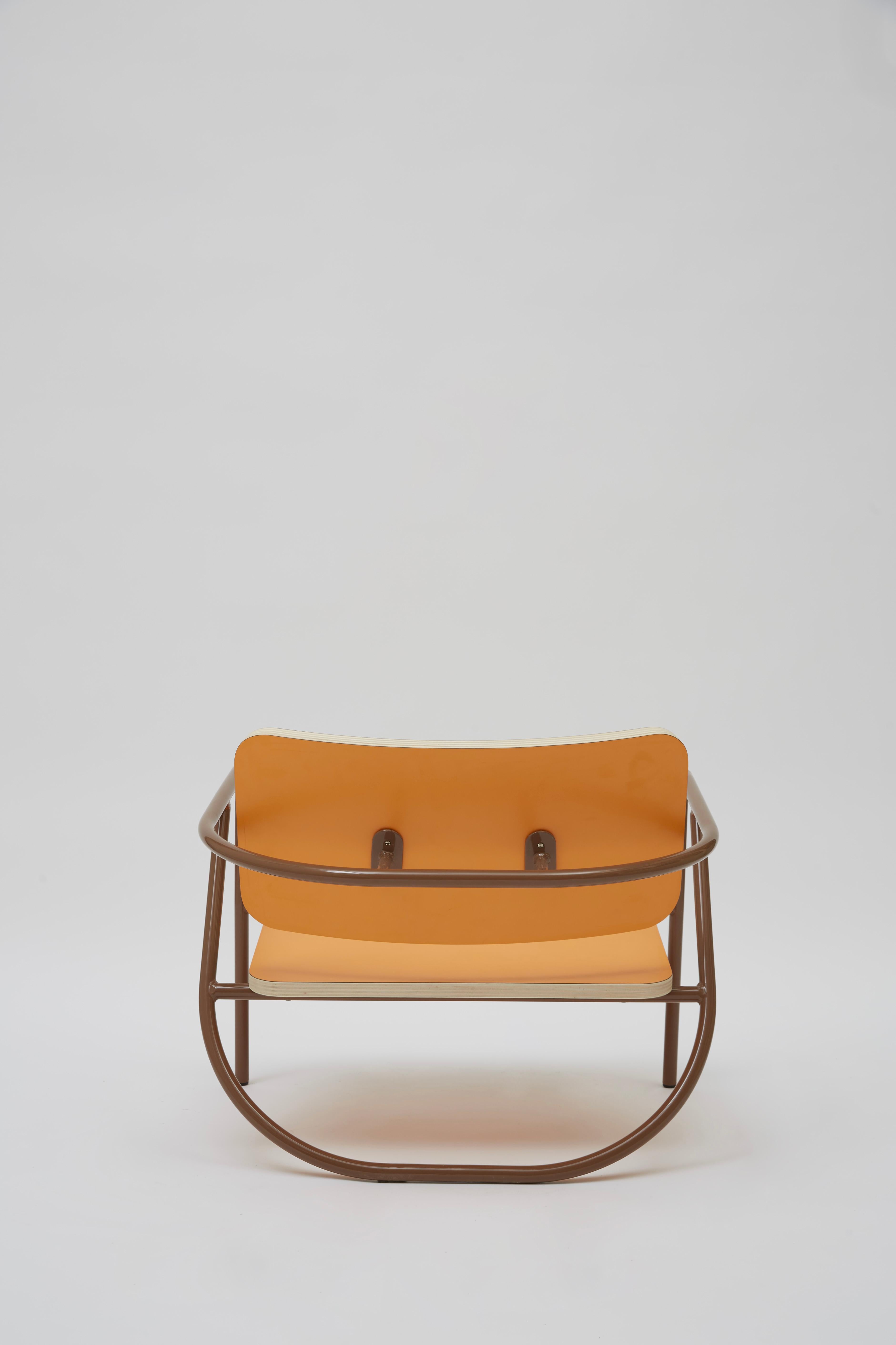Contemporary La Misciù Easy Chair, Orange & Brown For Sale