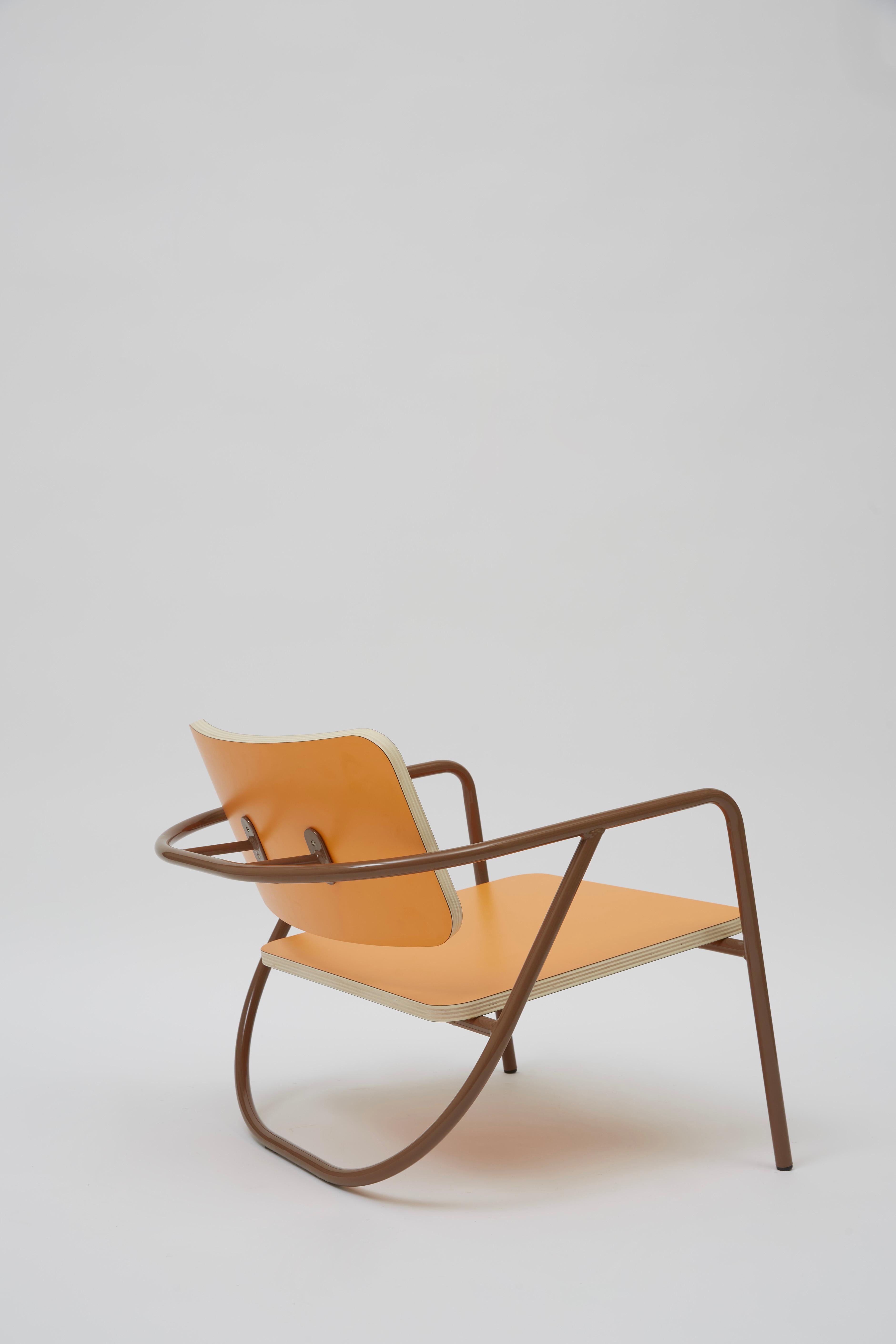 Steel La Misciù Easy Chair, Orange & Brown For Sale