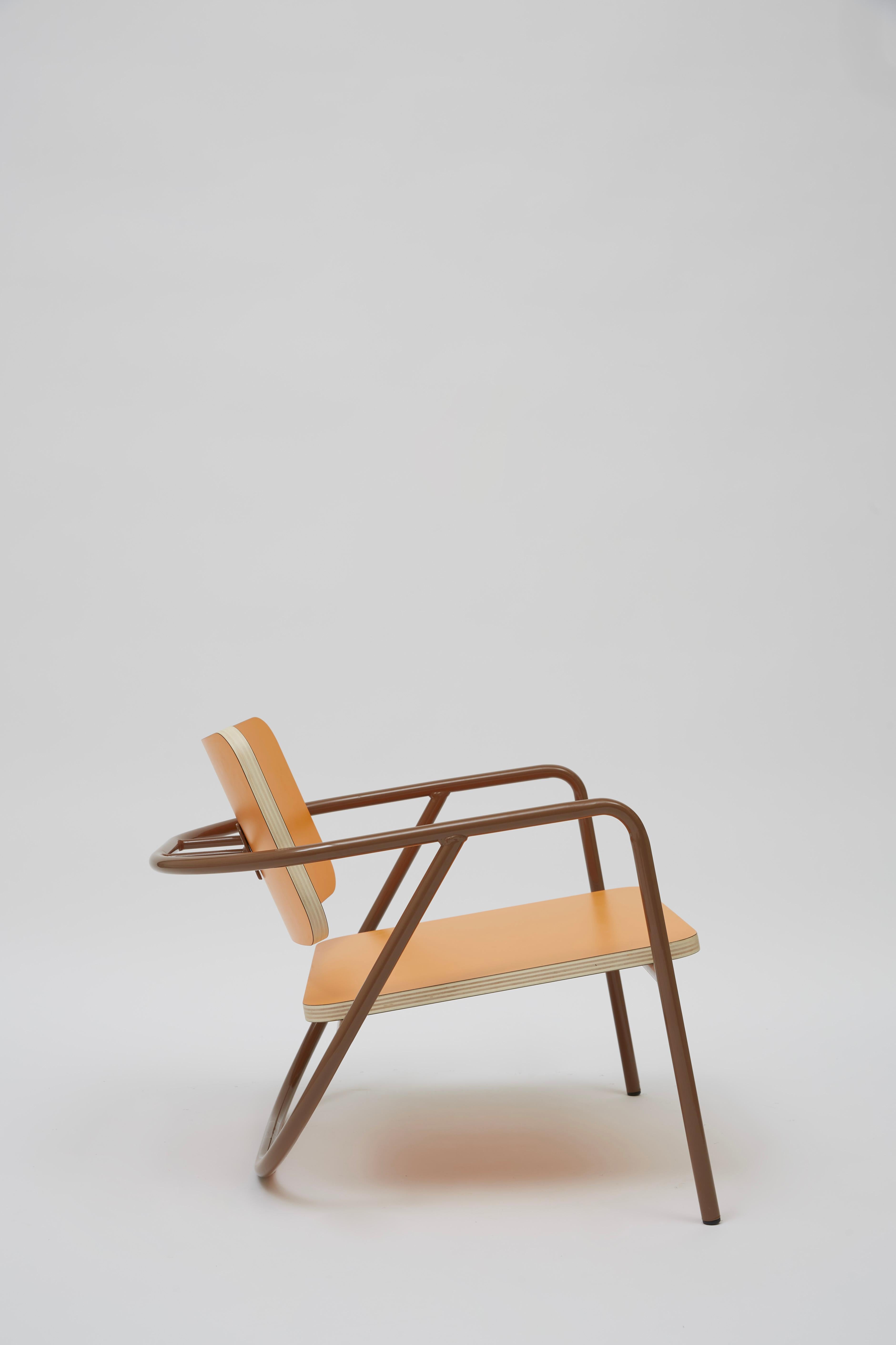 La Misciù Easy Chair, Orange & Brown For Sale 1