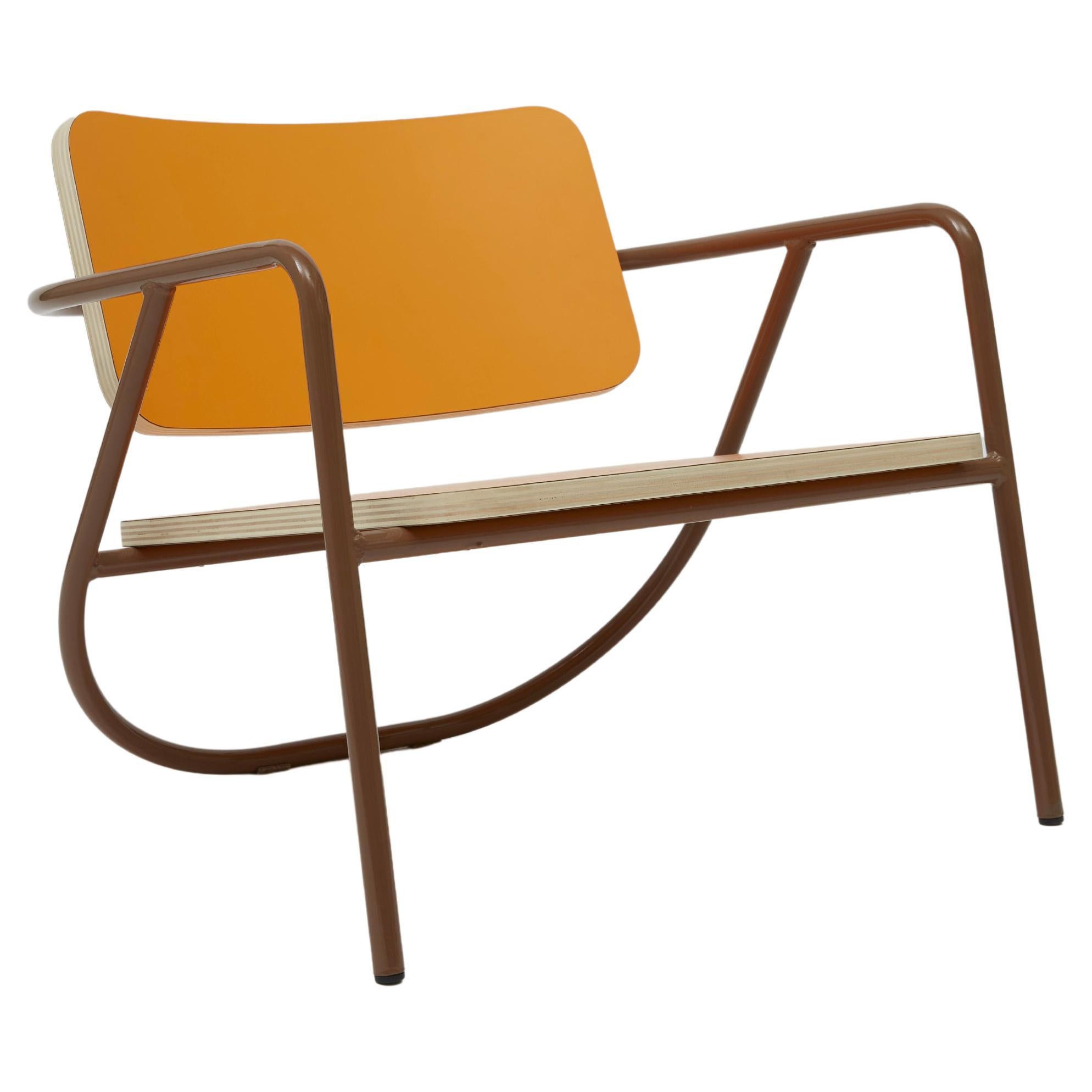 La Misciù Easy Chair, Orange & Brown For Sale