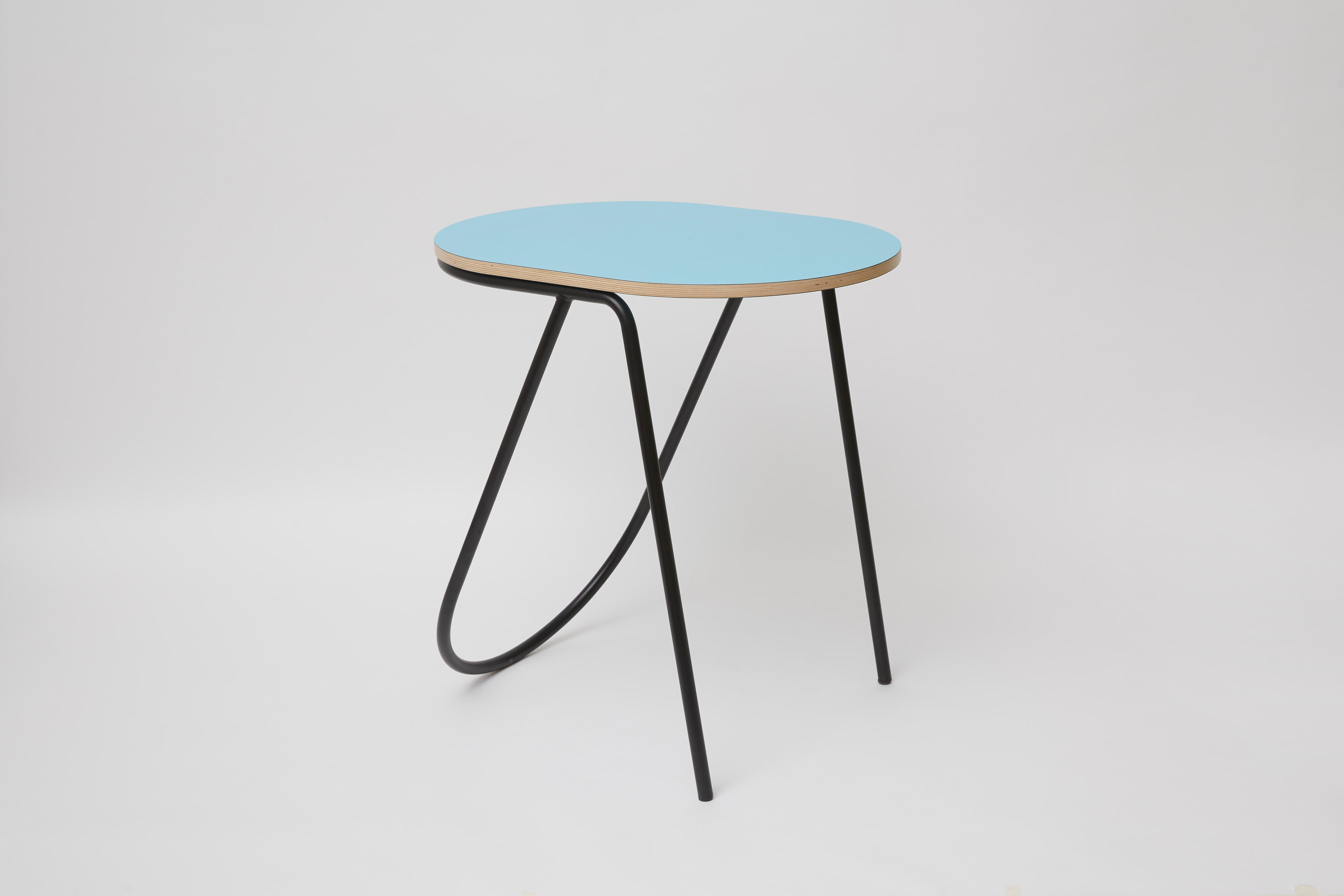 Italian La Misciù Side Table, Black, Light Blue & Light Wood For Sale