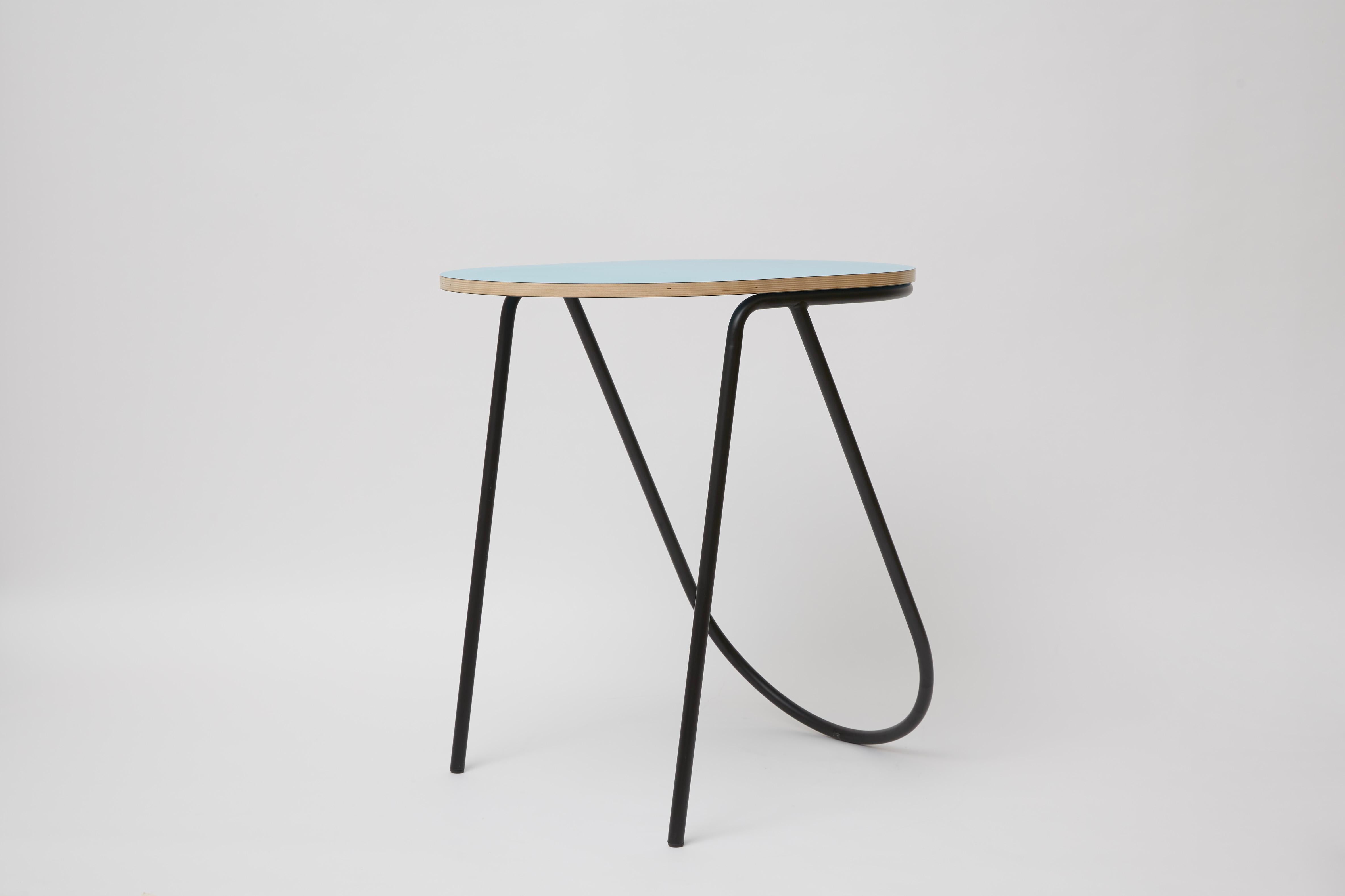Contemporary La Misciù Side Table, Black, Light Blue & Light Wood For Sale
