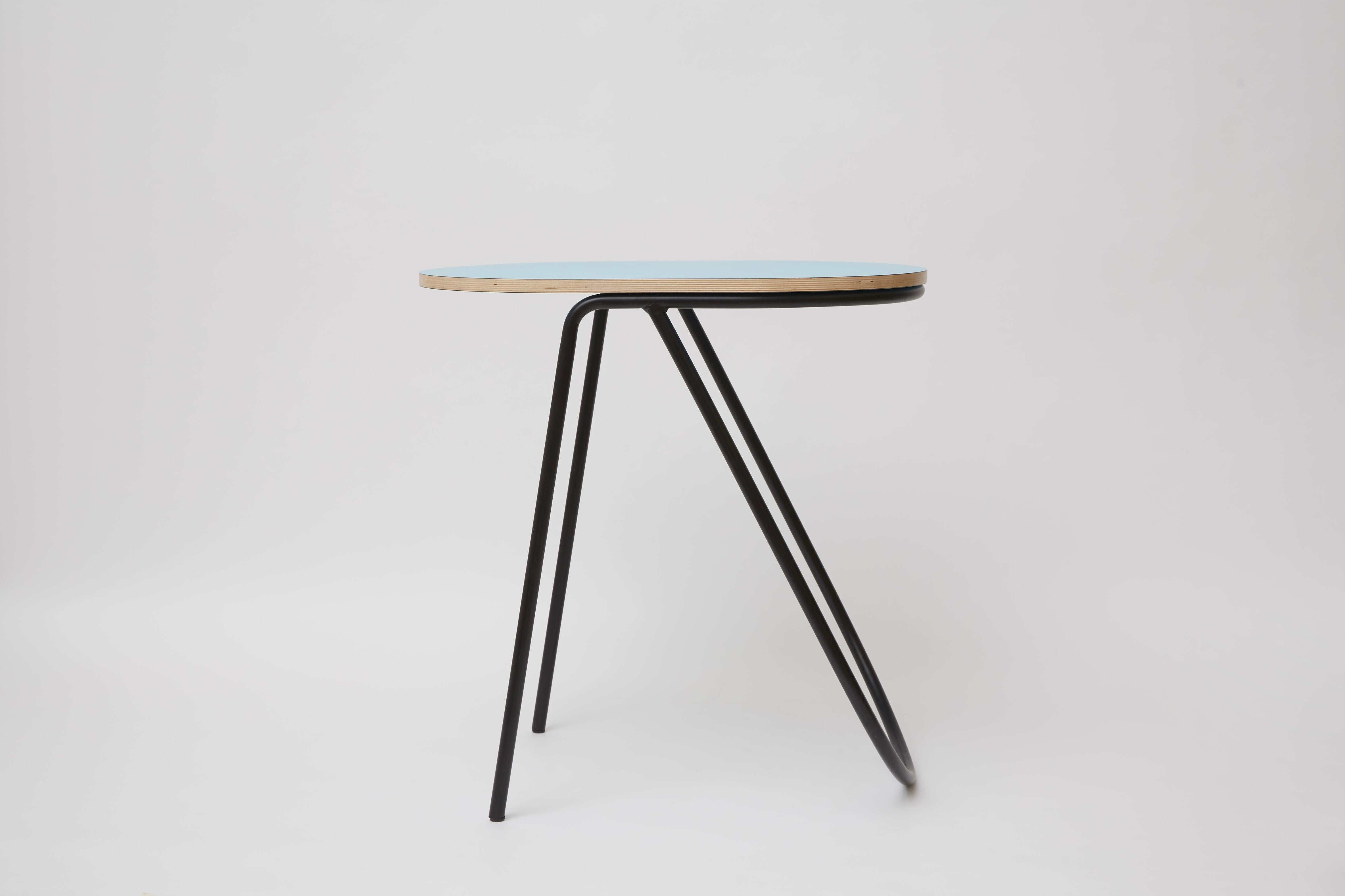 Steel La Misciù Side Table, Black, Light Blue & Light Wood For Sale