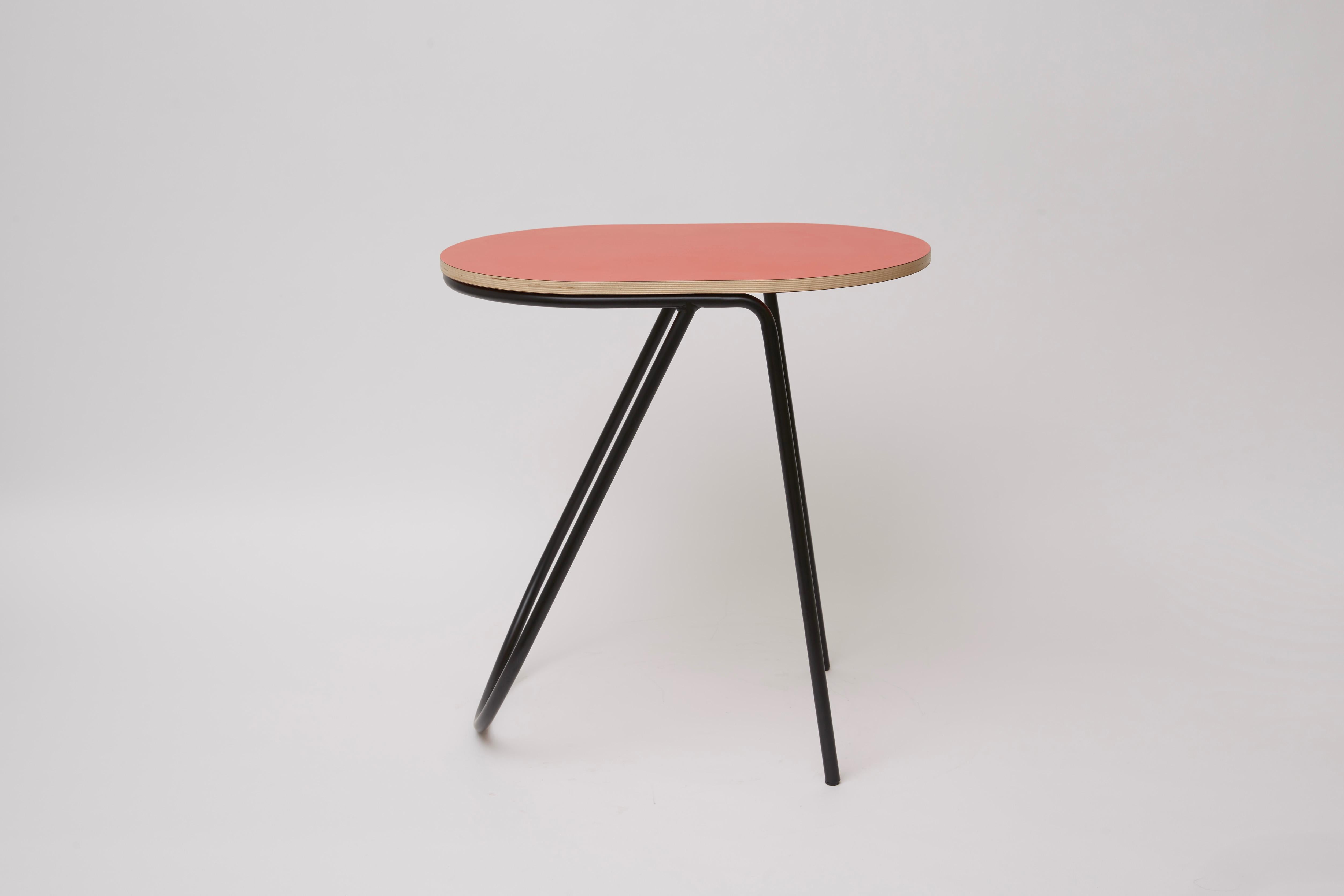 Laminated La Misciù Side Table, Black, Red and Light Wood For Sale