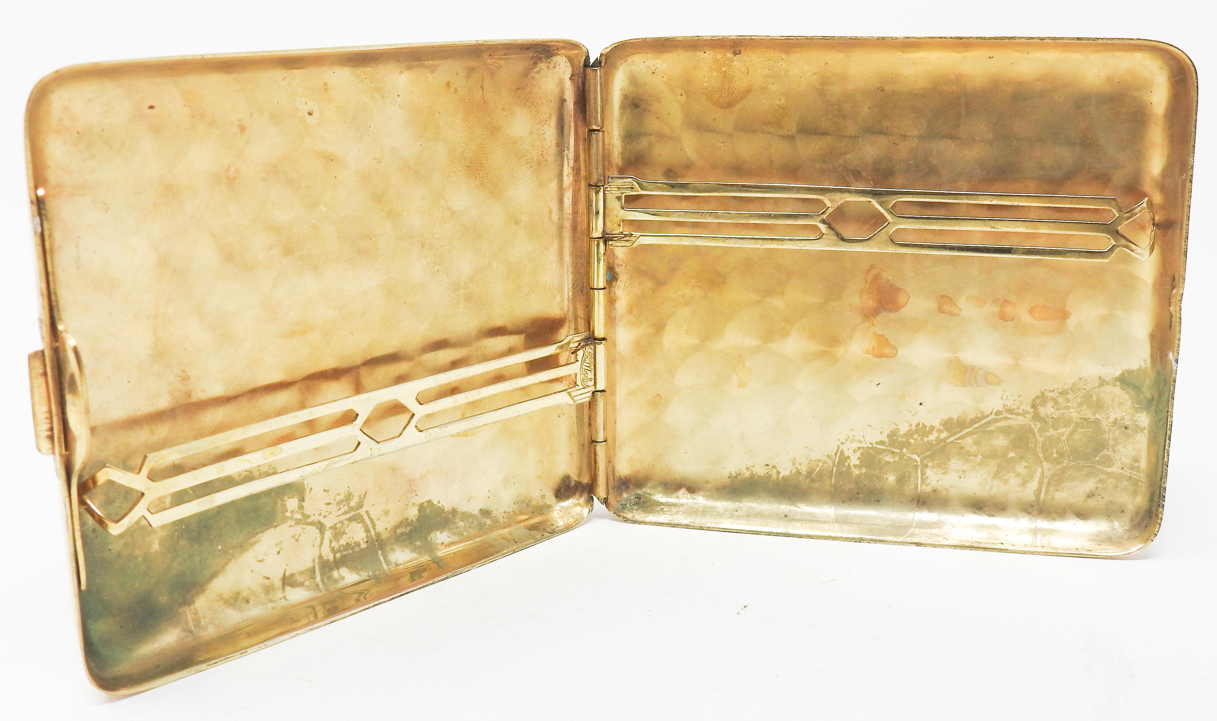 Metal La Mode Brass and Copper Cigarette Case For Sale