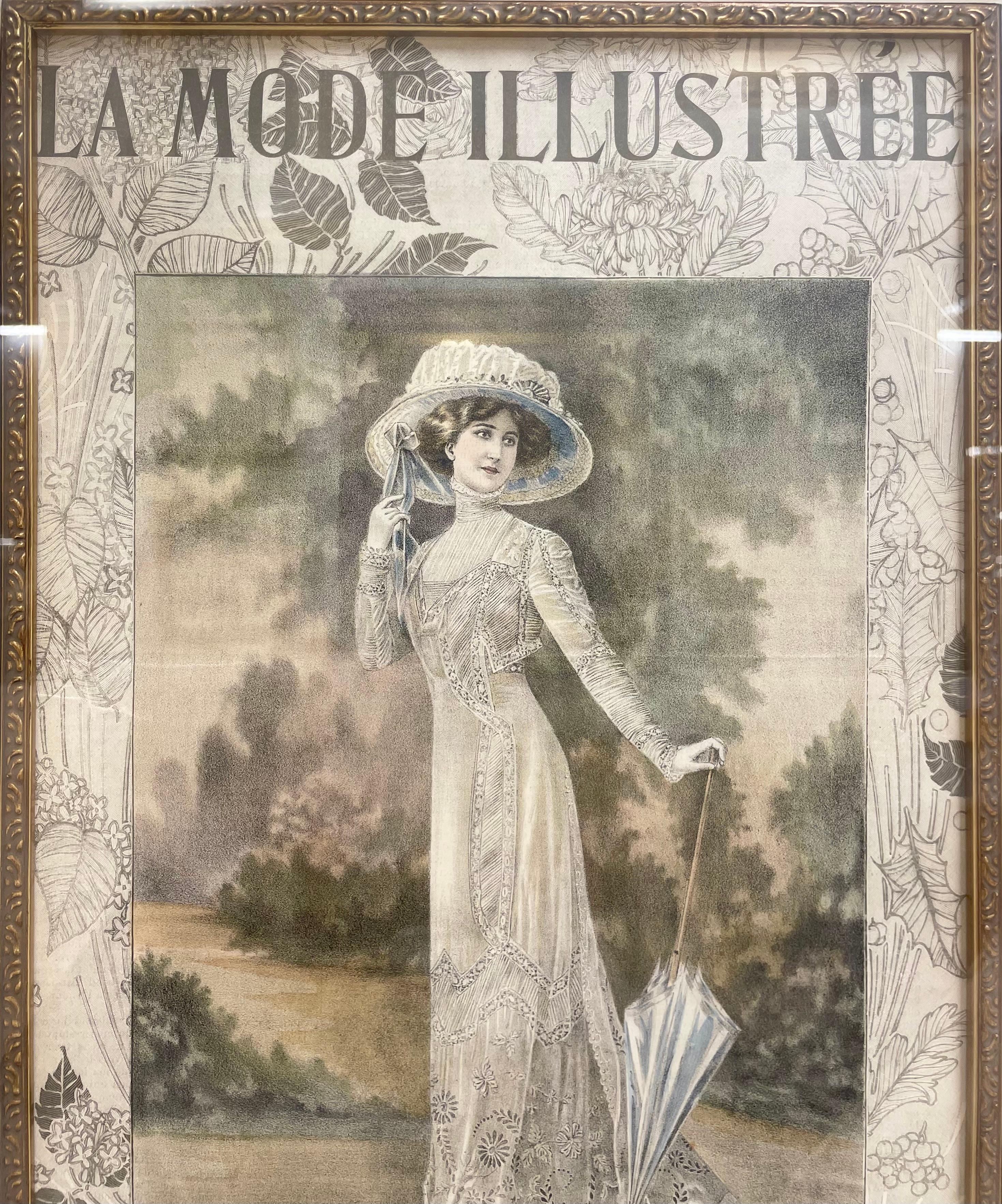 La Mode Illustree Print Nicely Framed and Matted In Good Condition For Sale In Stamford, CT