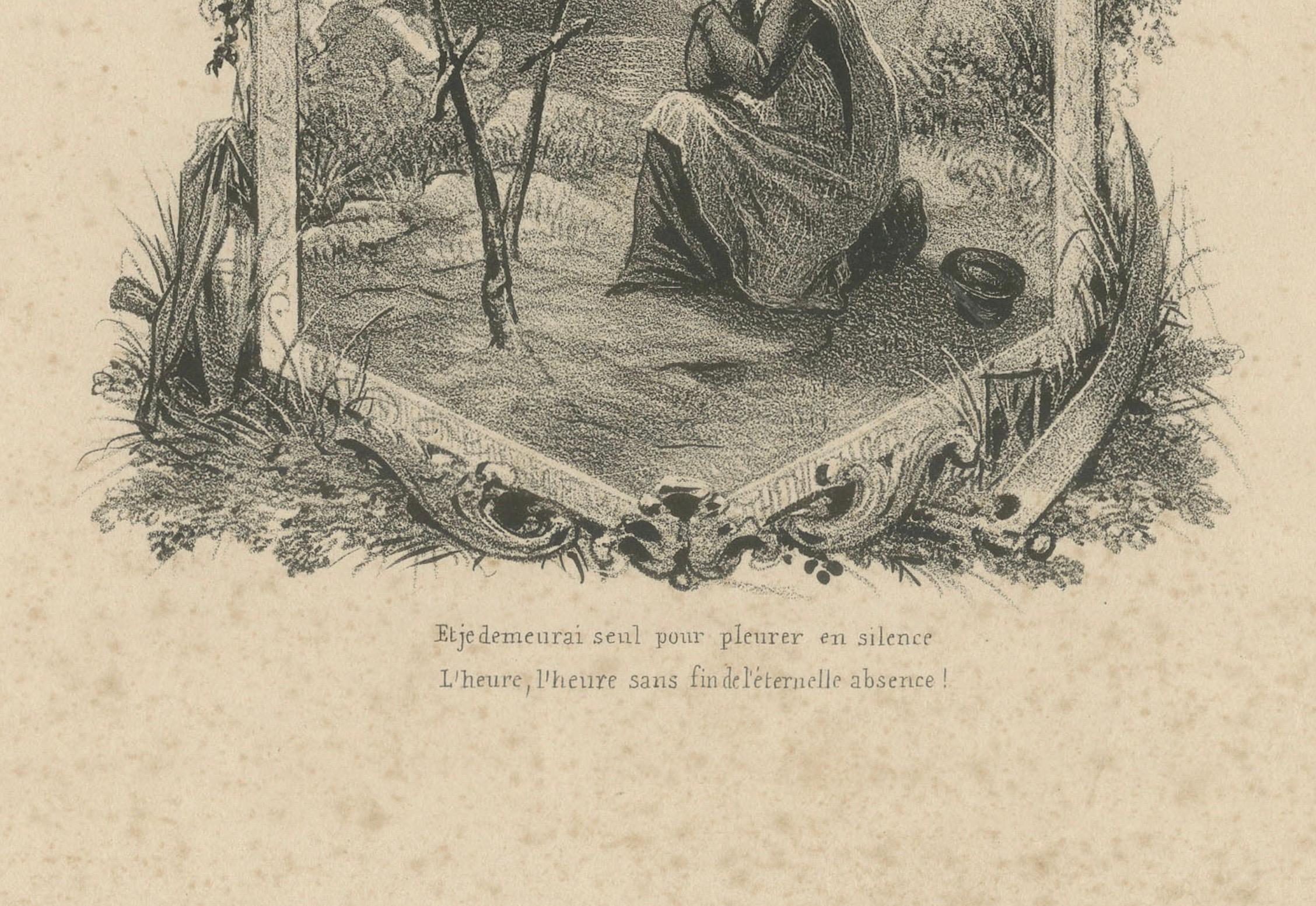 La Mort de Laurence - Litografía romántica de Jocelyn de Lamartine, hacia 1840

Esta litografía del siglo XIX, titulada La Mort de Laurence, ilustra una conmovedora escena del célebre poema romántico Jocelyn, de Alphonse de Lamartine, publicado por