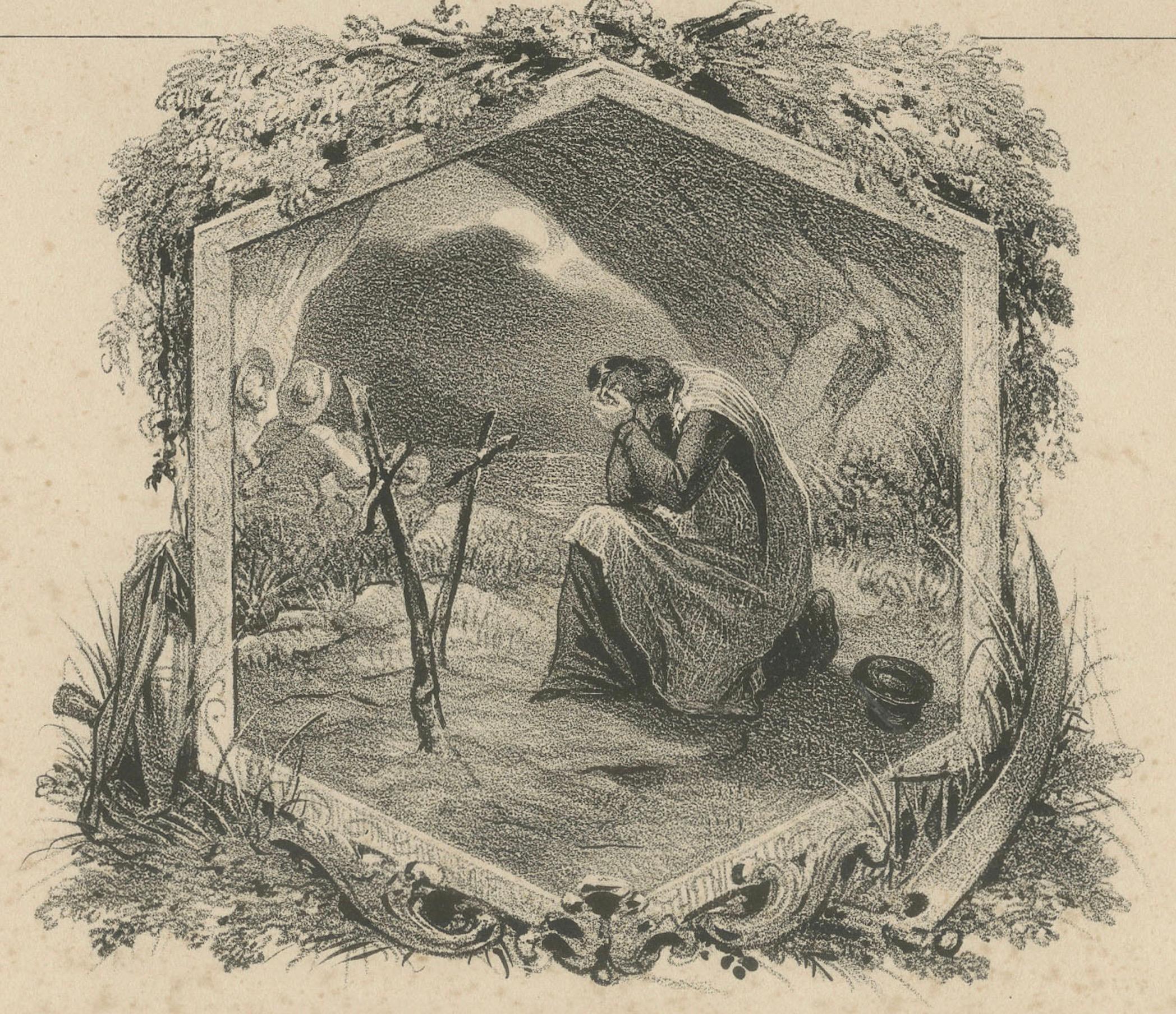 La Mort de Laurence - Litografía romántica de Jocelyn de Lamartine, hacia 1840 siglo XIX en venta
