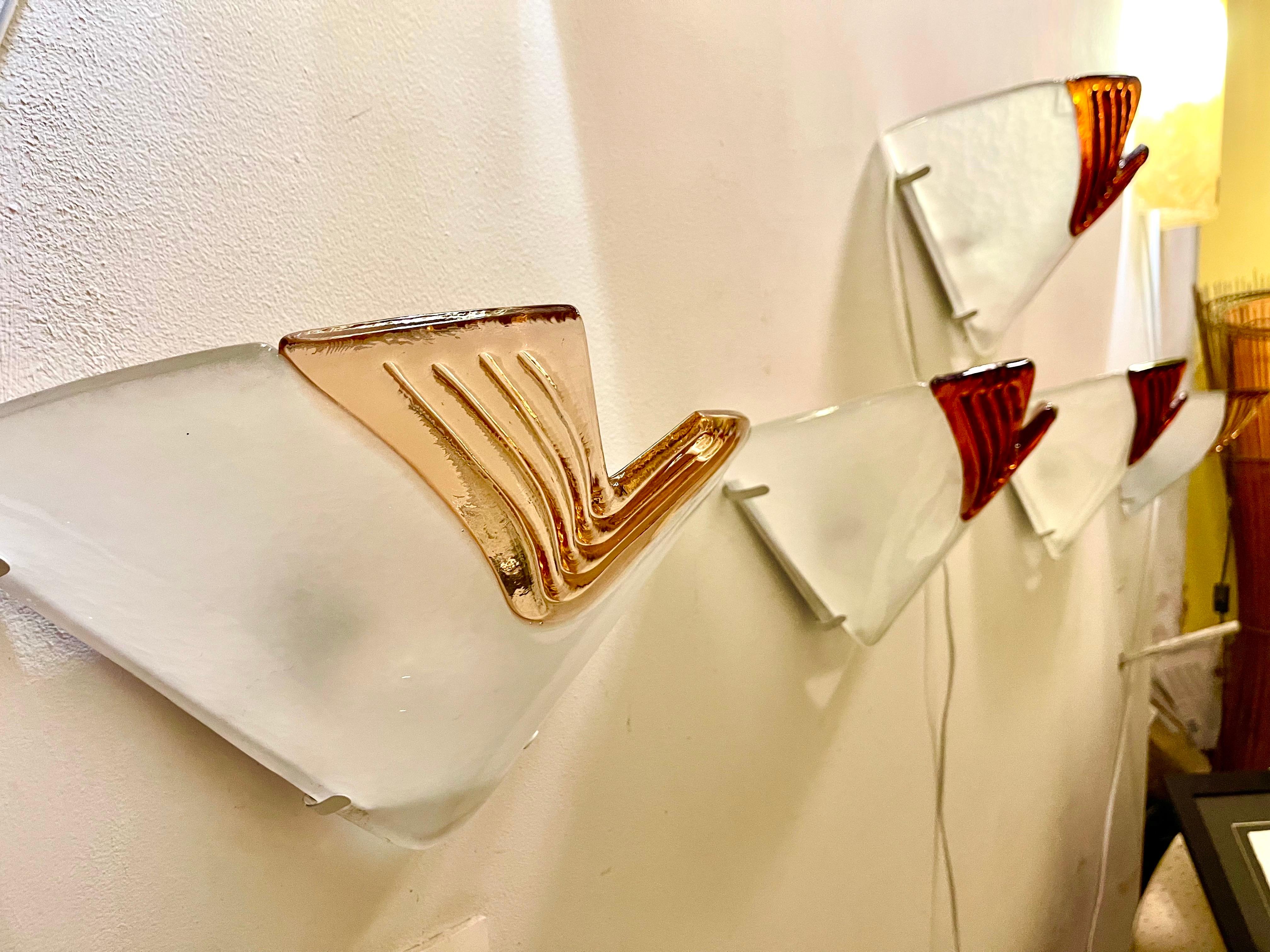 Moderno La murina Coppia di lampade da parete in vetro di Murano, Italia 1980 in vendita