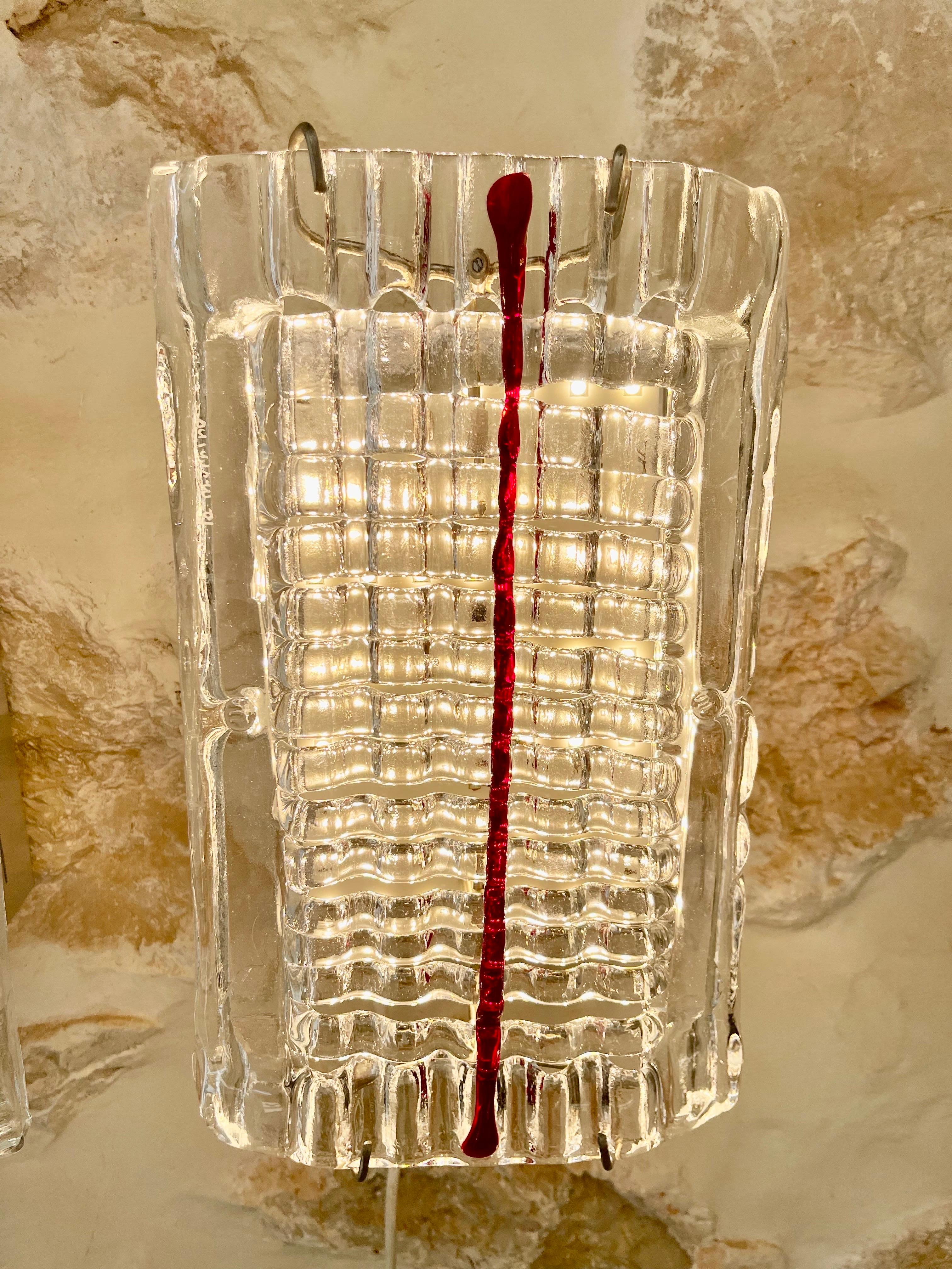 La Murina Glas Murano Wandleuchten Paar , Italien 1990 im Angebot 1