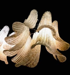 La Murina XL wall lighting leaves Glass murano ice frost pair , Italy 1970s