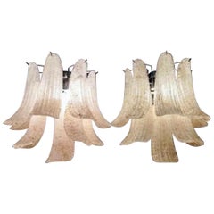 La Murina XL wall lighting leaves Glass murano ice frost pair , Italy 1970s
