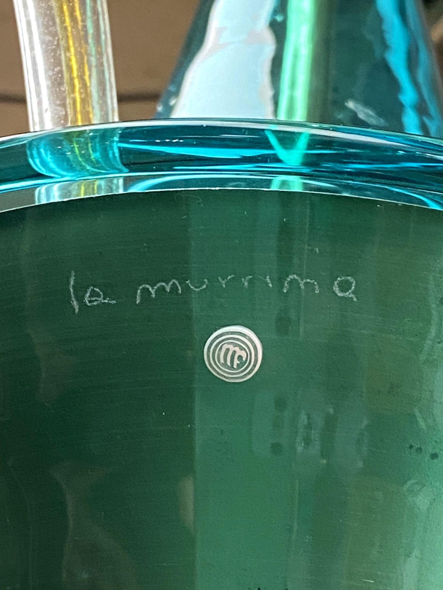 La Murrina 1980 Teal & Clear with Gold Aventurine Murano  Lustre en verre Bon état - En vente à Montclair, NY