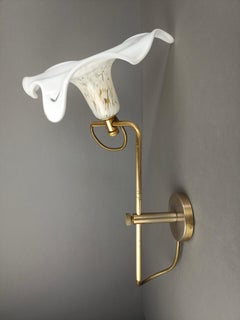 La Murrina 90s adjustable one-light flower-shaped Murano glass single wall lamp.