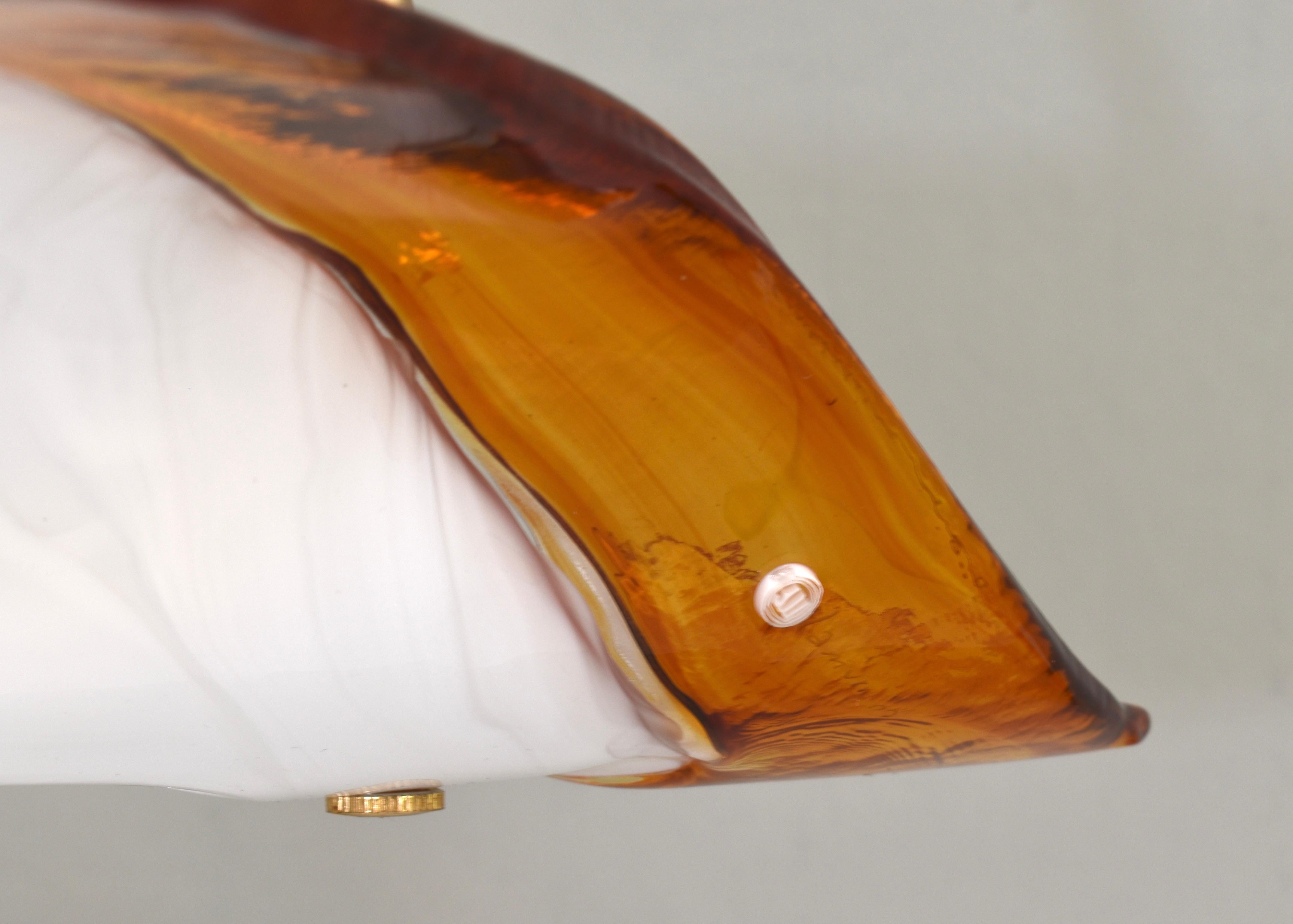 La Murrina 'Albatros' Pendant Lamp Murano Glass / Brass Details Italy circa 1980 4