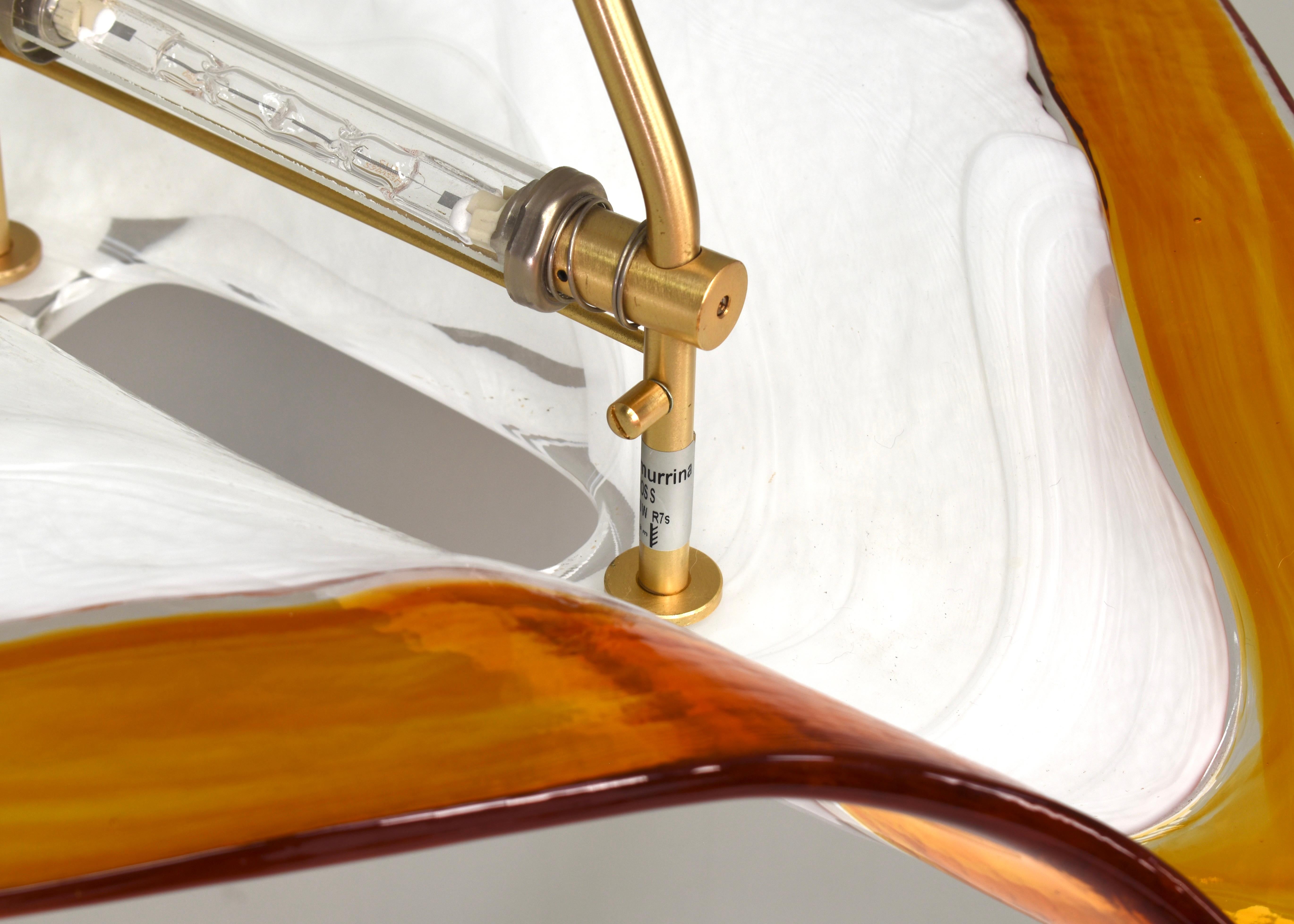 La Murrina 'Albatros' Pendant Lamp Murano Glass / Brass Details Italy circa 1980 10