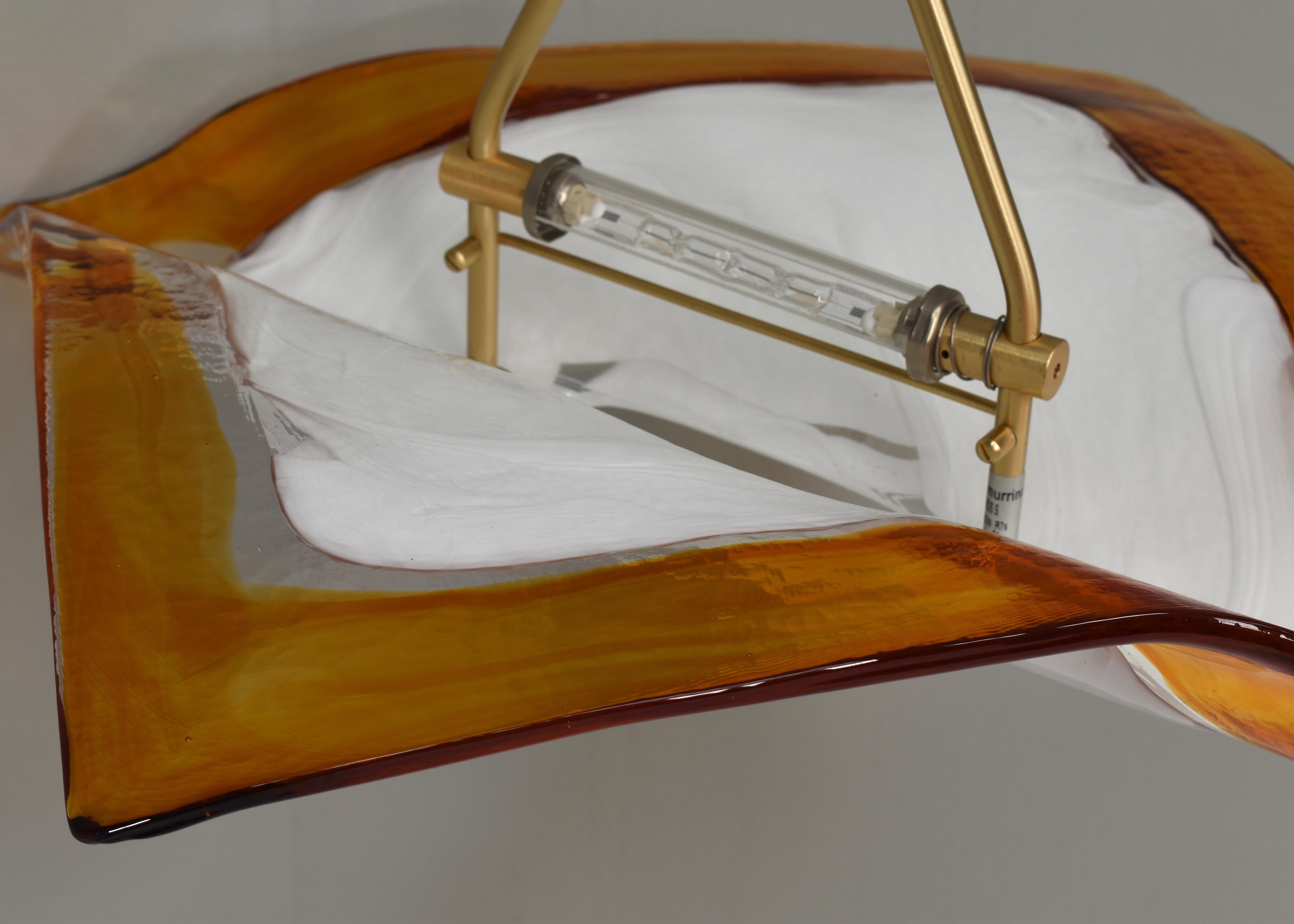 La Murrina 'Albatros' Pendant Lamp Murano Glass / Brass Details Italy circa 1980 11