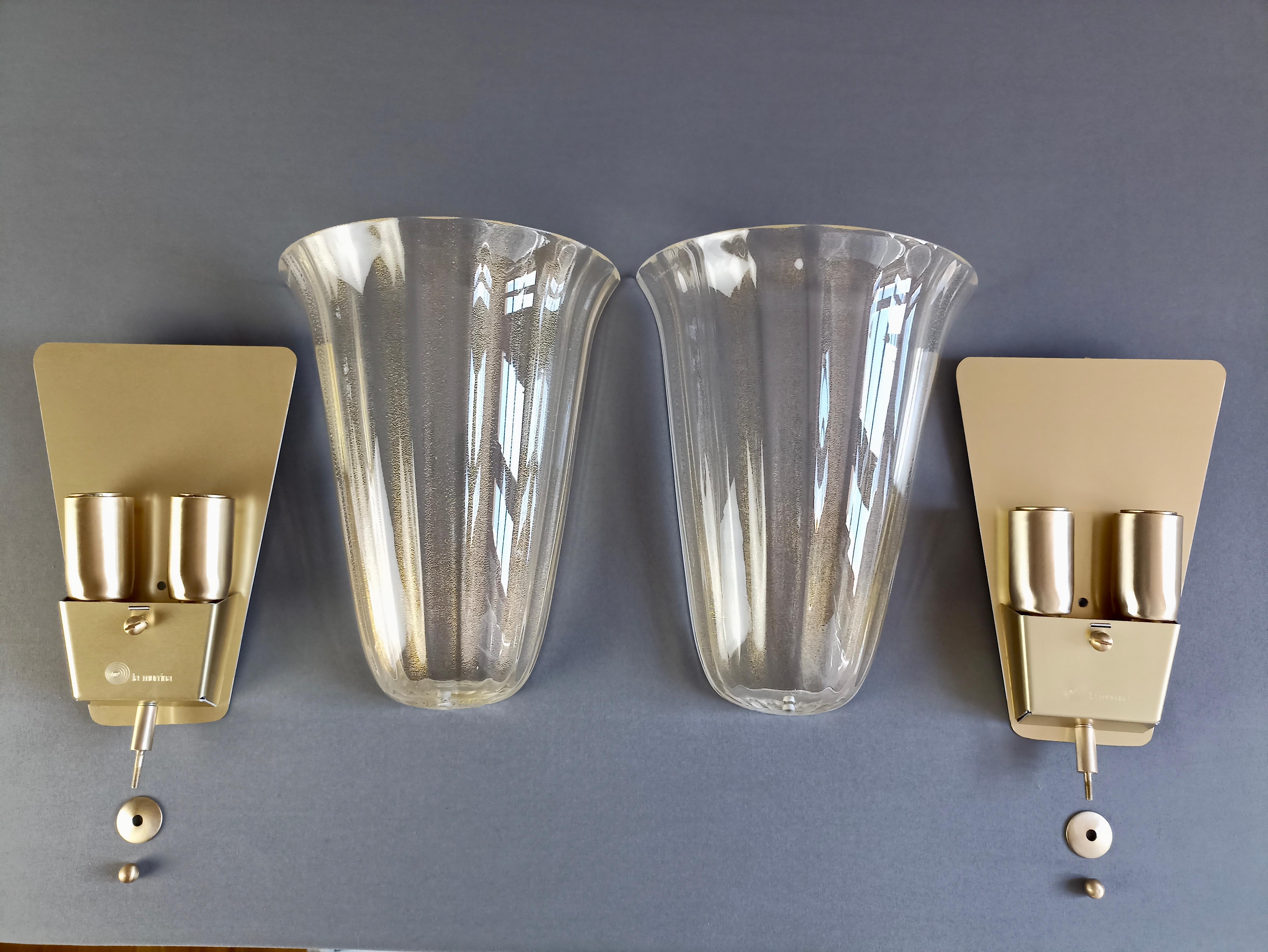 La Murrina art Murano glass pair of two-light wall lamps. Italy, 1990s. 5