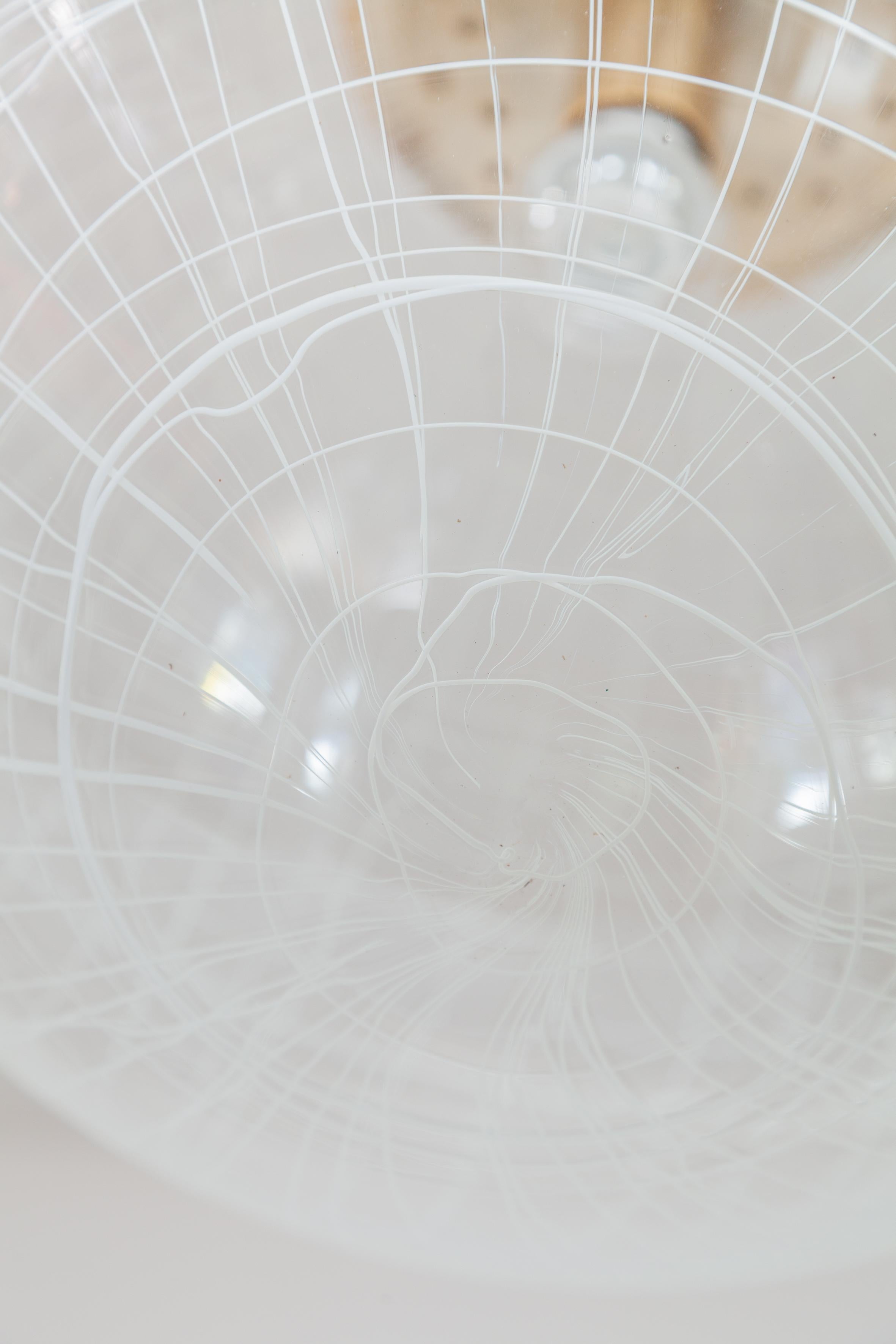 Hand-Crafted La Murrina Clear Bowl Glass with Spaghetti Swirl Pendant Lamp, Italy, 1970s For Sale