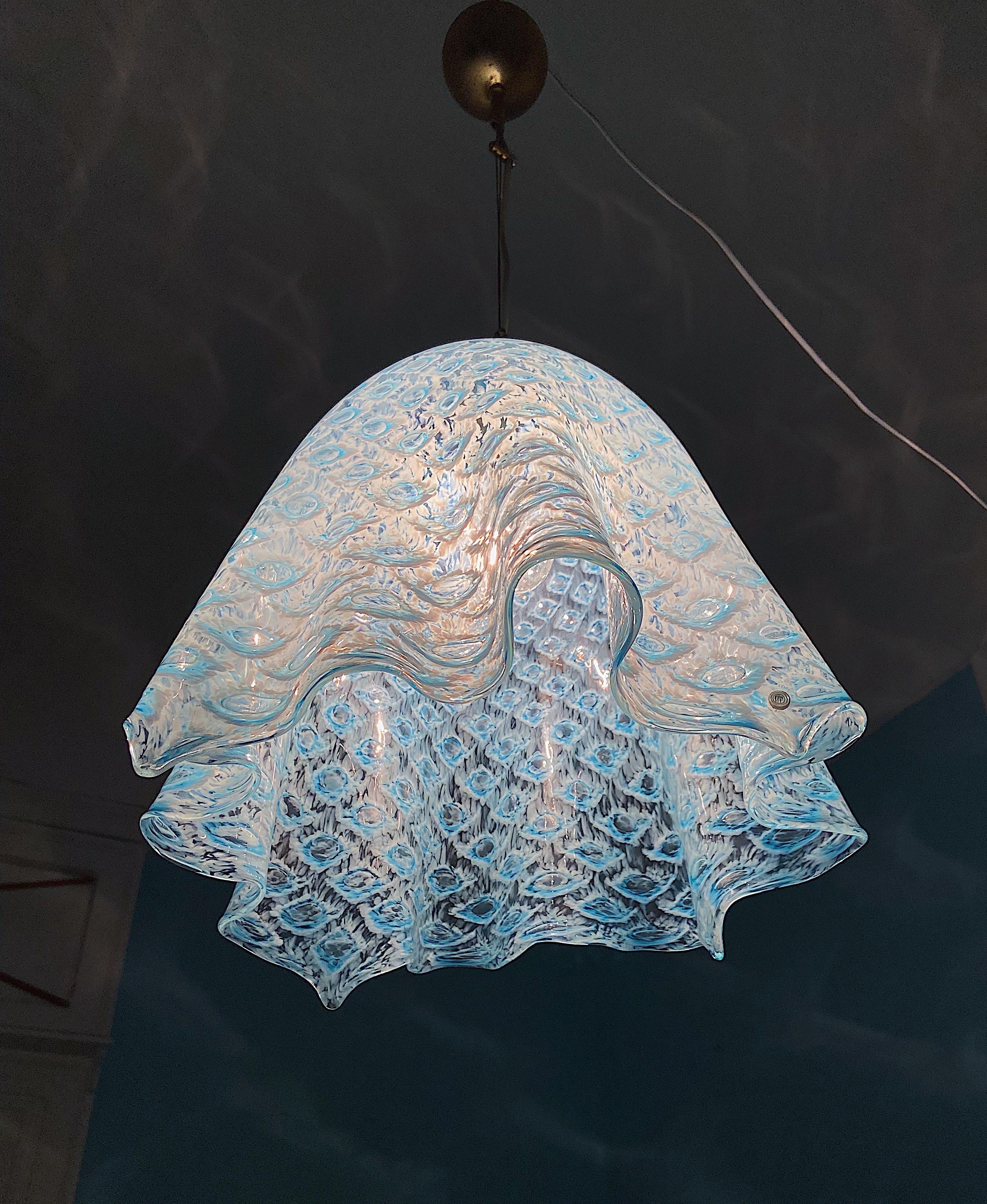 20th Century La Murrina 'Fazzoletto' pendant light in Murano glass, 1970s