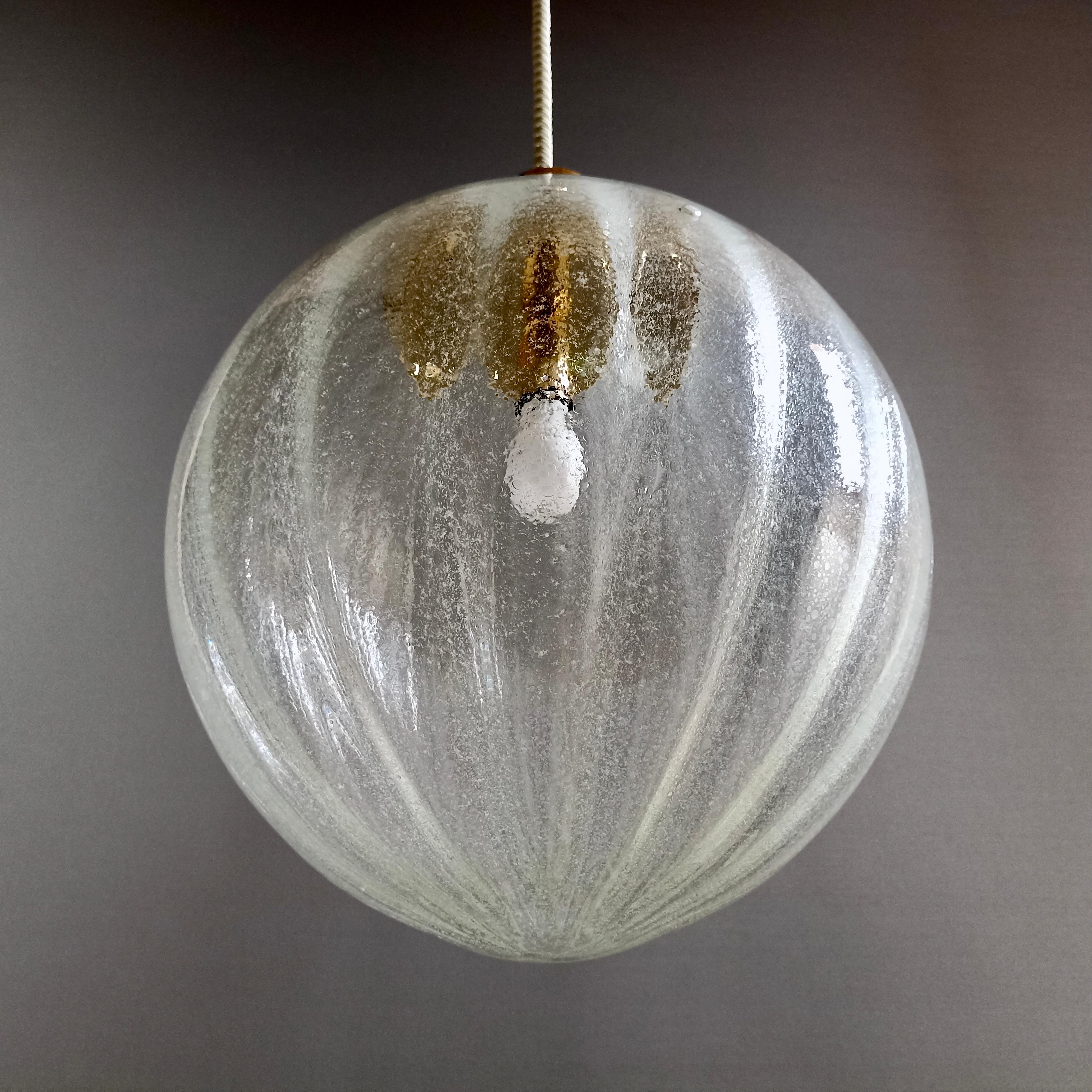 La Murrina Hand Blown 'Pulegoso' Murano Glass Pendant Lamp, Italy, 1970s In Good Condition In Caprino Veronese, VR