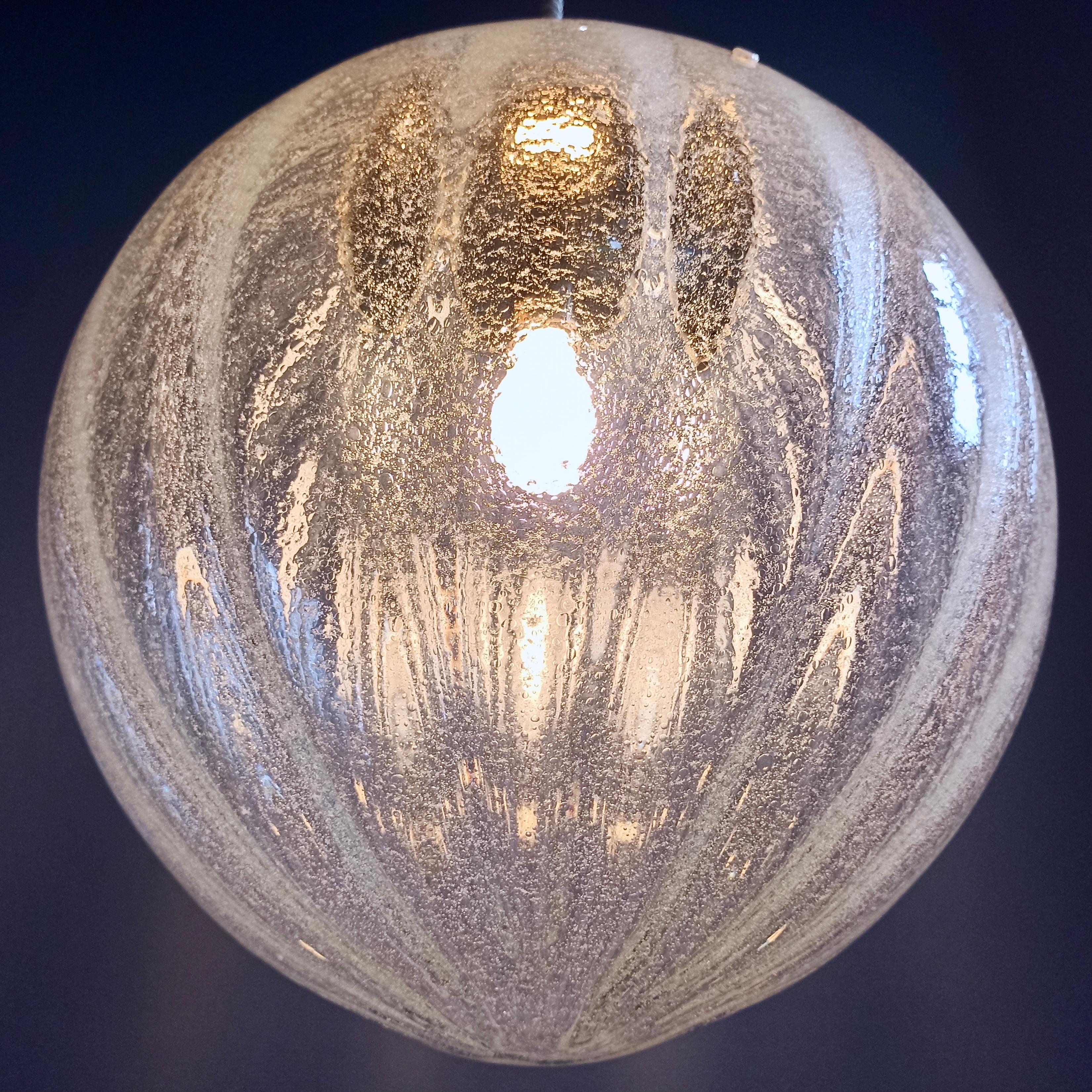 La Murrina Hand Blown 'Pulegoso' Murano Glass Pendant Lamp, Italy, 1970s 1