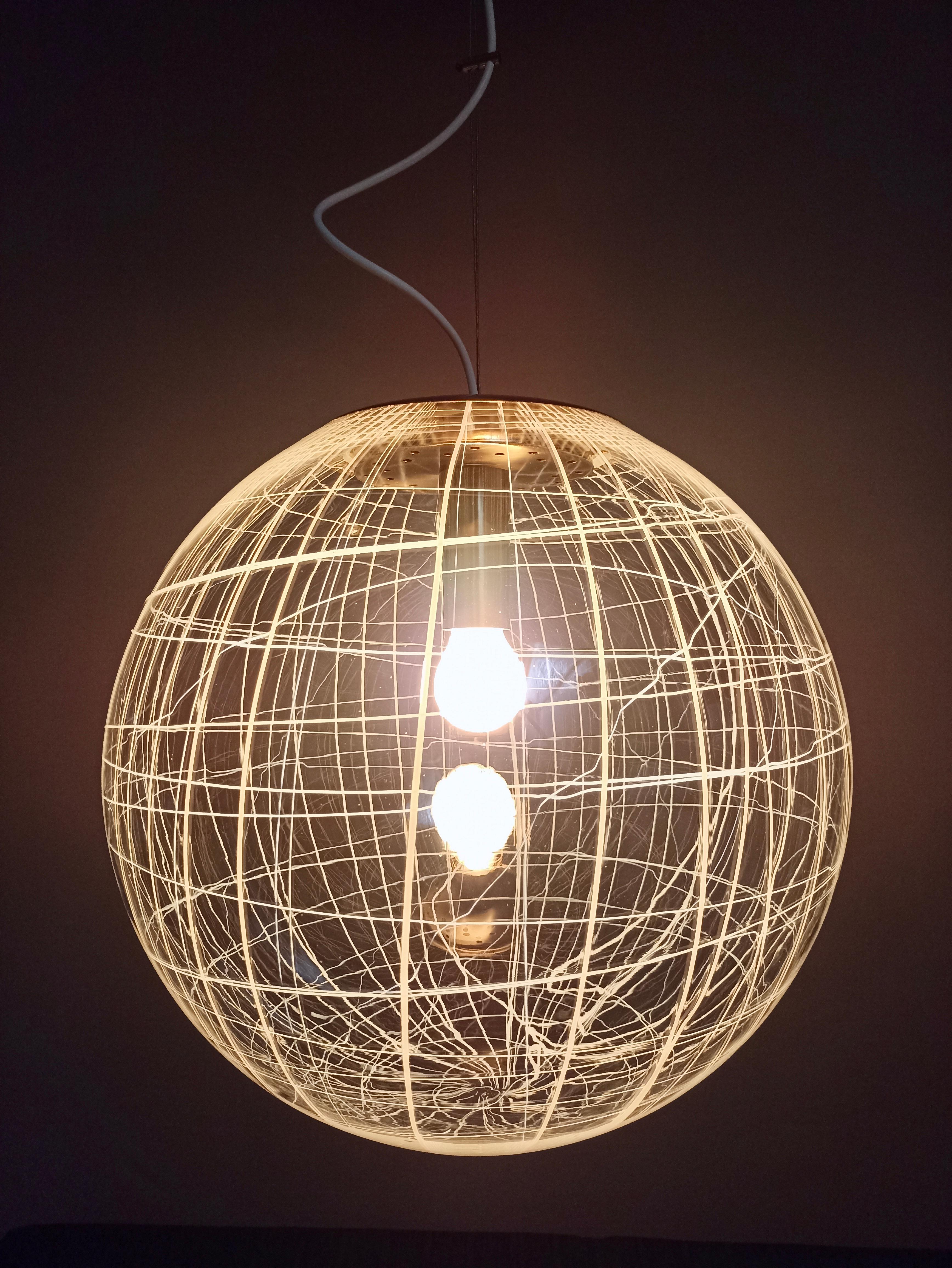 1970s La Murrina Murano Art Glass Space Age Large One-Light Pendant Lamp 1