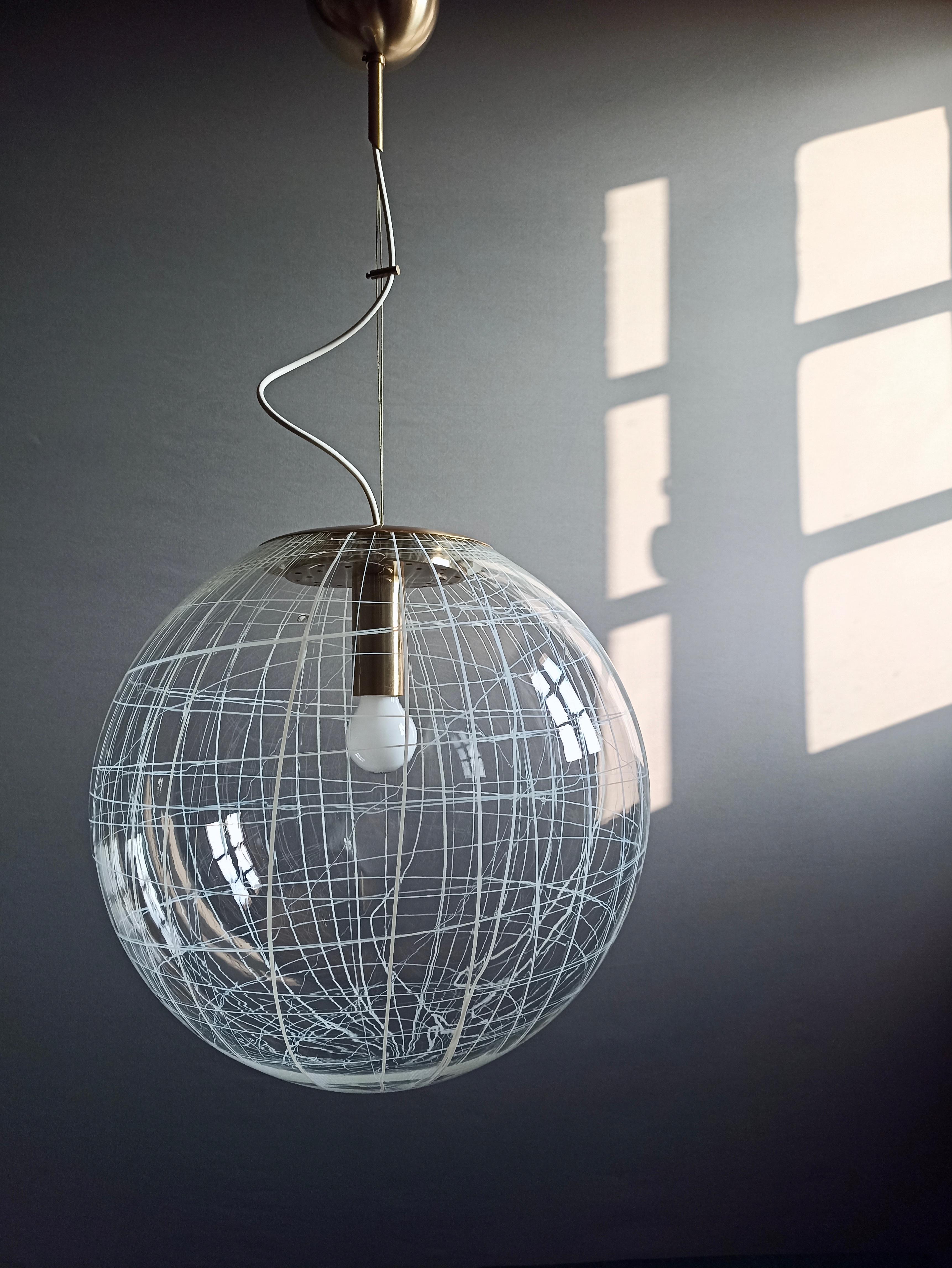 1970s La Murrina Murano Art Glass Space Age Large One-Light Pendant Lamp In Good Condition In Caprino Veronese, VR