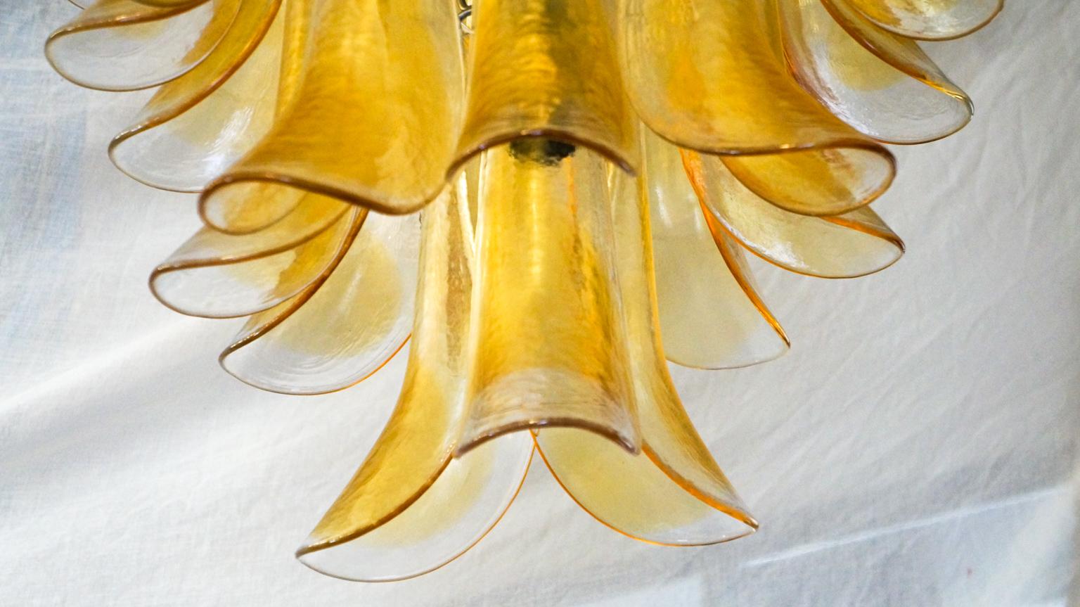 La Murrina Mid-Century Modern Crystal Amber Selle Murano Glass Chandelier, 1985 For Sale 4