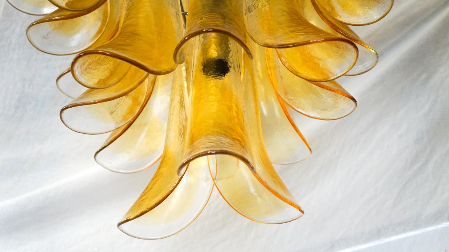 La Murrina Mid-Century Modern Crystal Amber Selle Murano Glass Chandelier, 1985 For Sale 2