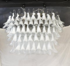 La Murrina Mid-Century Modern Crystal White Selle Murano Glass Chandelier, 1988